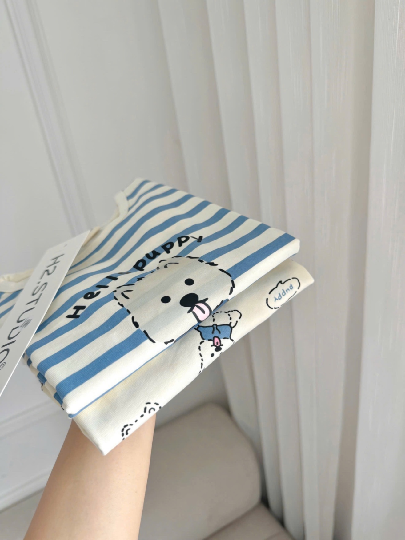 T798 - SET 2 BỘ BÉ TRAI DÀI TAY GẤU PUPPY xanh be