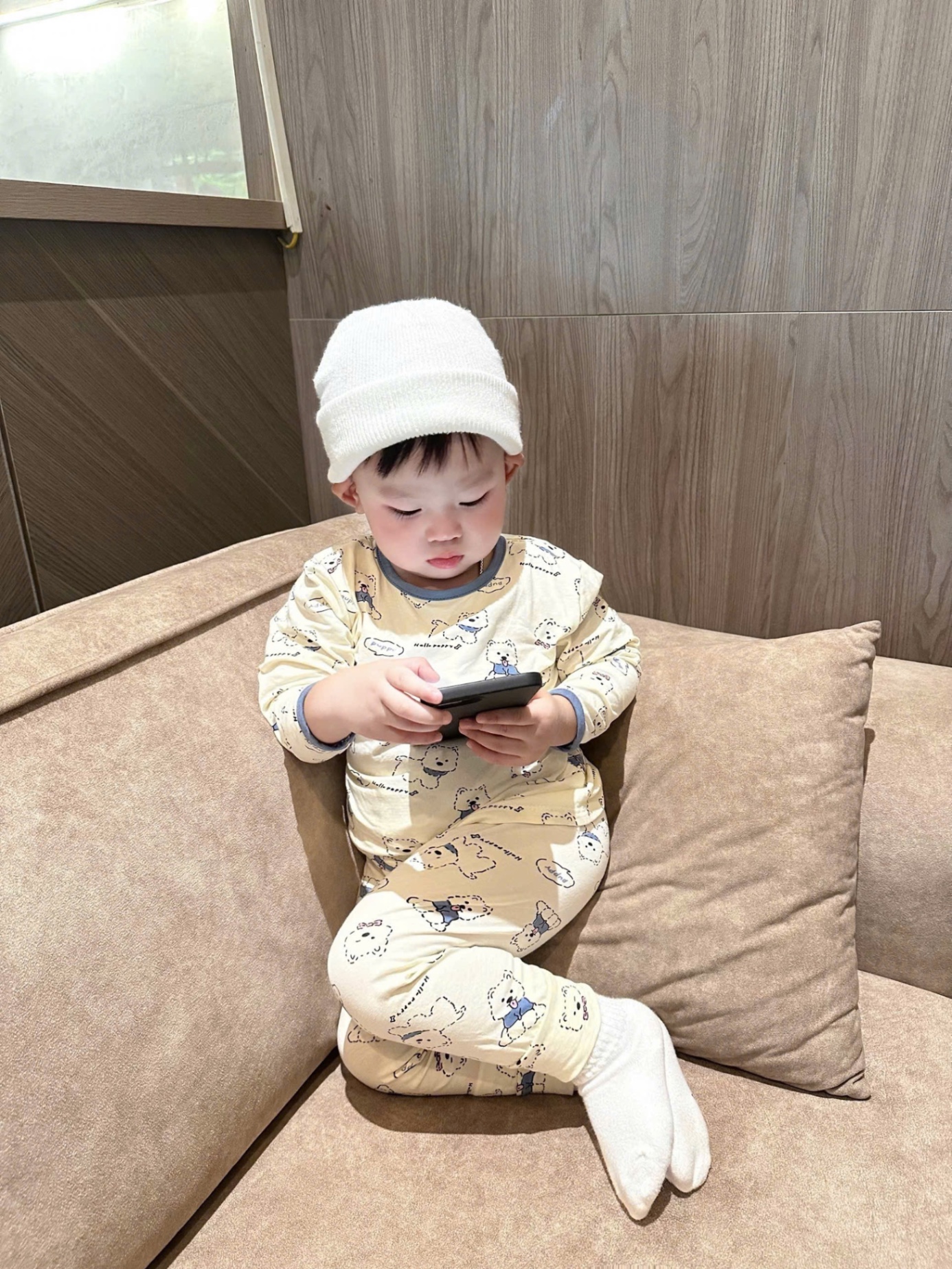 T798 - SET 2 BỘ BÉ TRAI DÀI TAY GẤU PUPPY xanh be