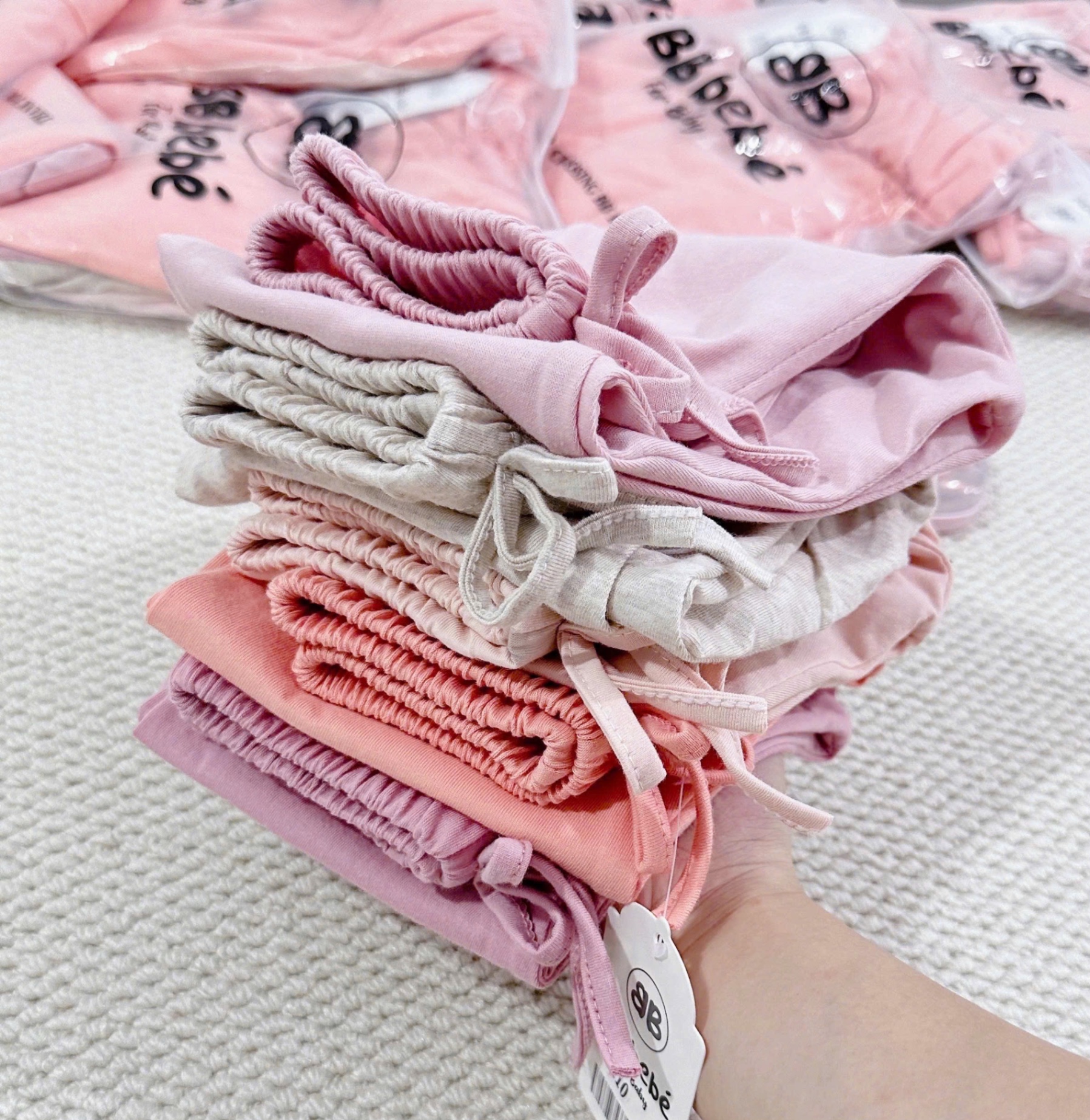 QB313 - SET 5 QUẦN BÉ GÁI DÀI tone hồng ghi