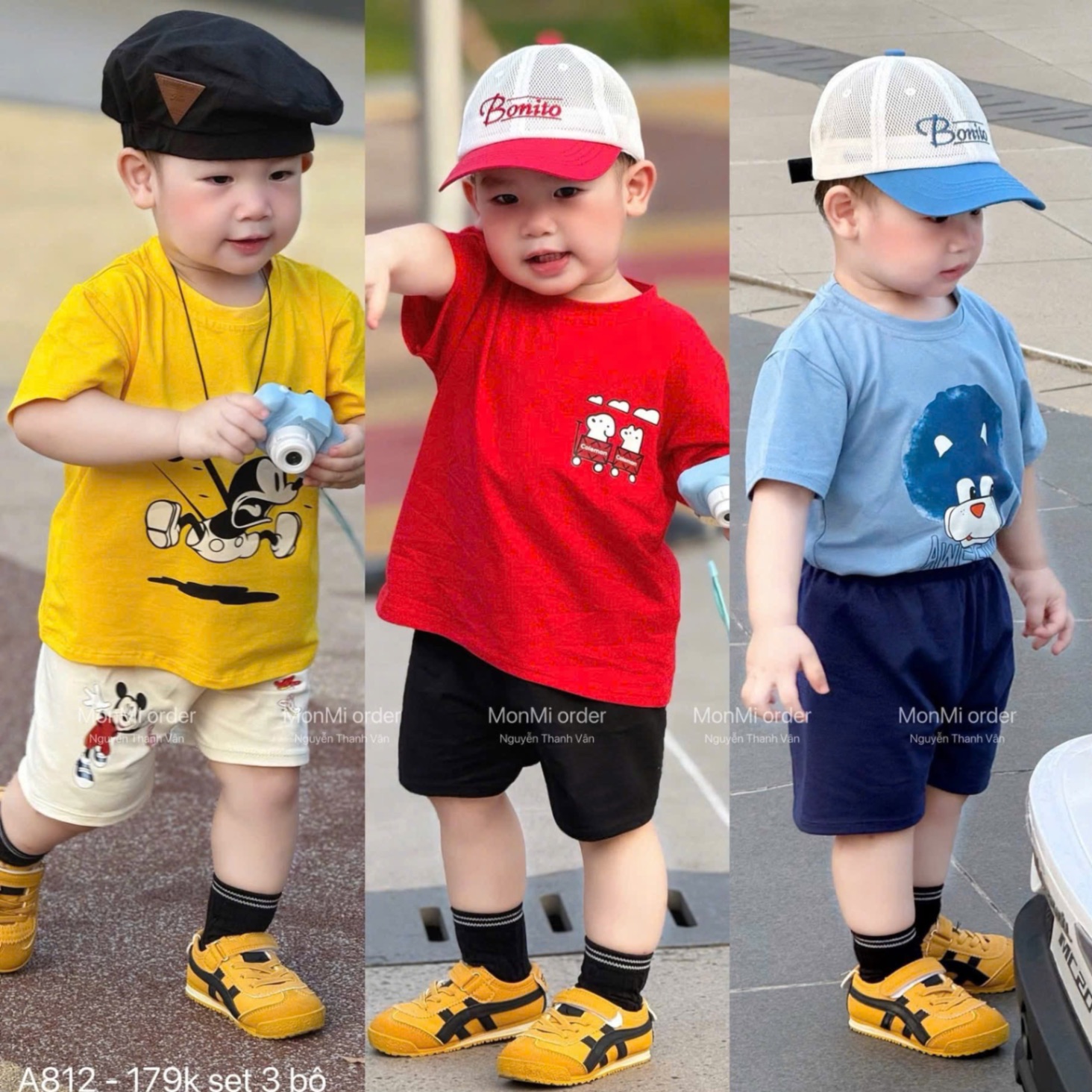 T815 - SET 3 BỘ ĐÙI BÉ TRAI AWESOME xanh đỏ vàng