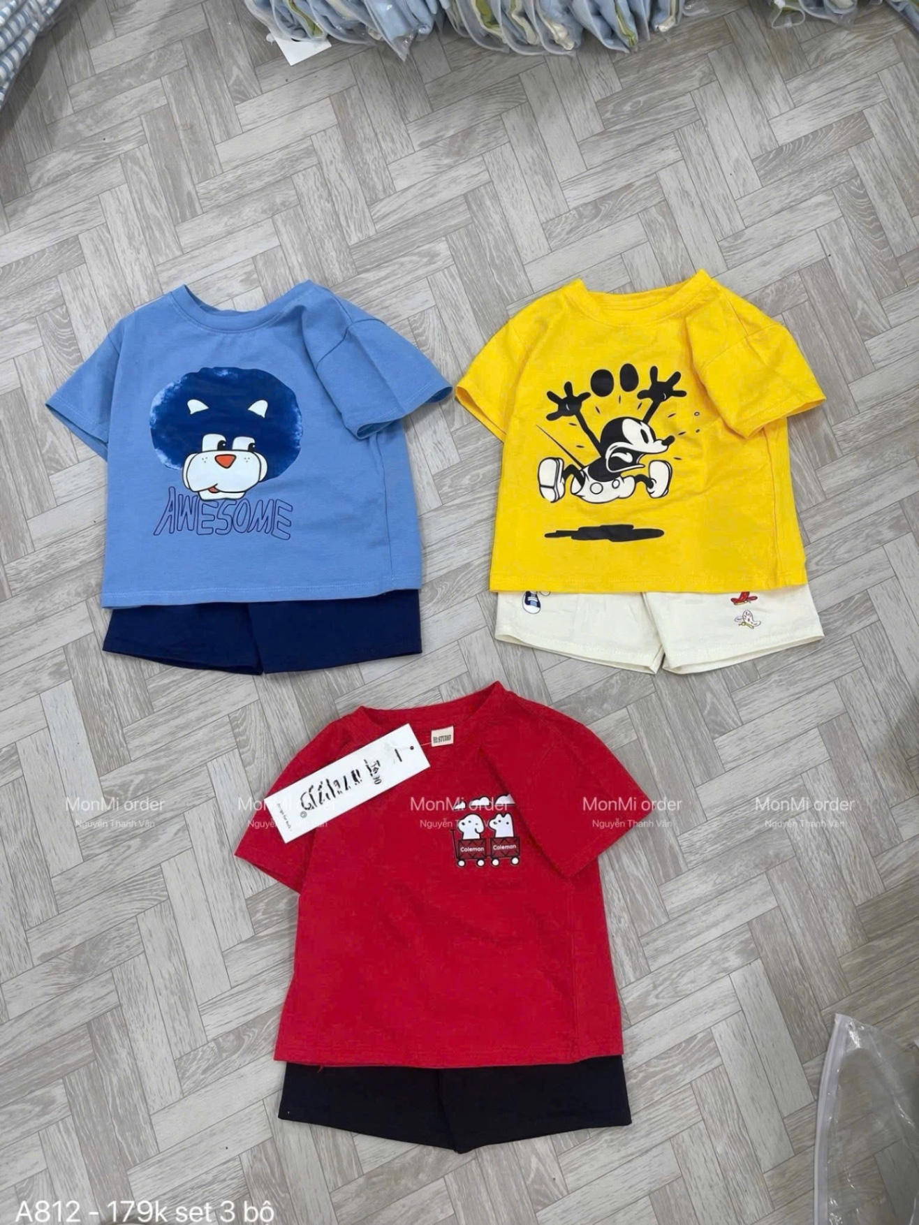 T815 - SET 3 BỘ ĐÙI BÉ TRAI AWESOME xanh đỏ vàng
