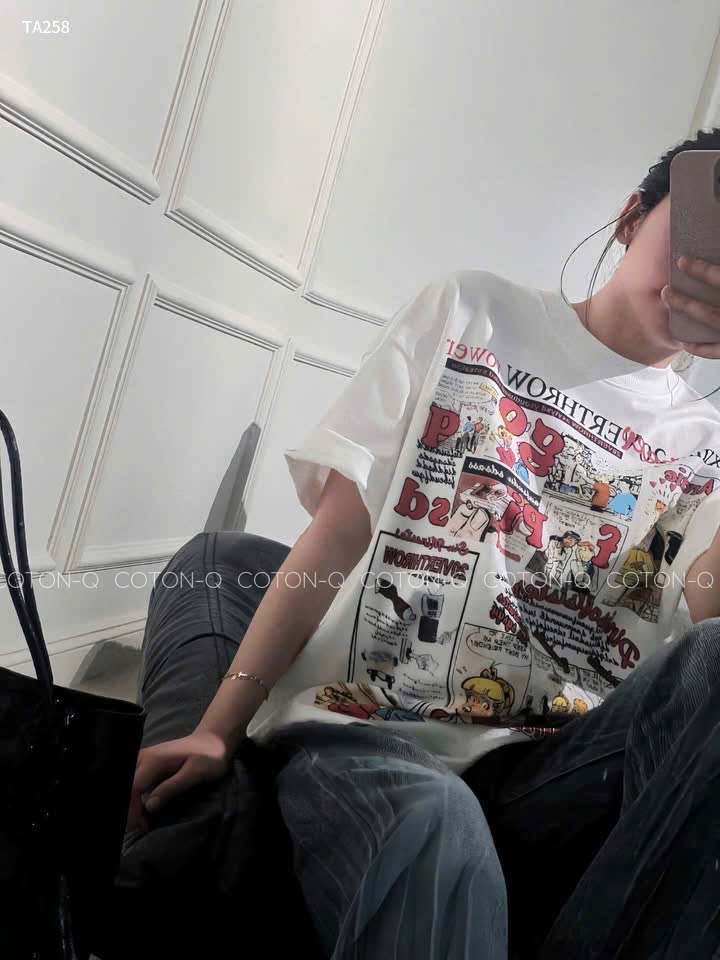 ANU267 - ÁO PHÔNG NỮ TRẮNG CHỮ MÀU SIX min
