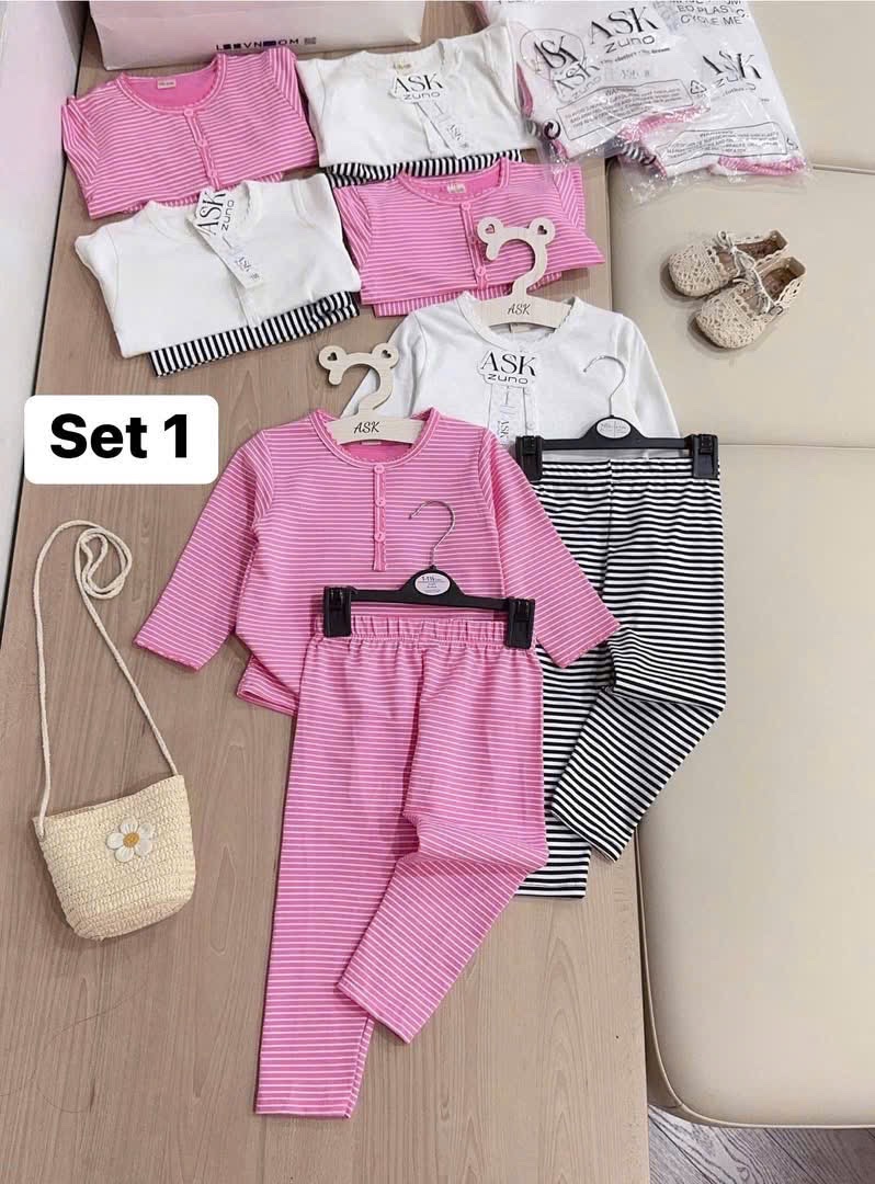 G687 - SET 2 BỘ BÉ GÁI DÀI TAY TĂM CỔ CÚC XƯỢC