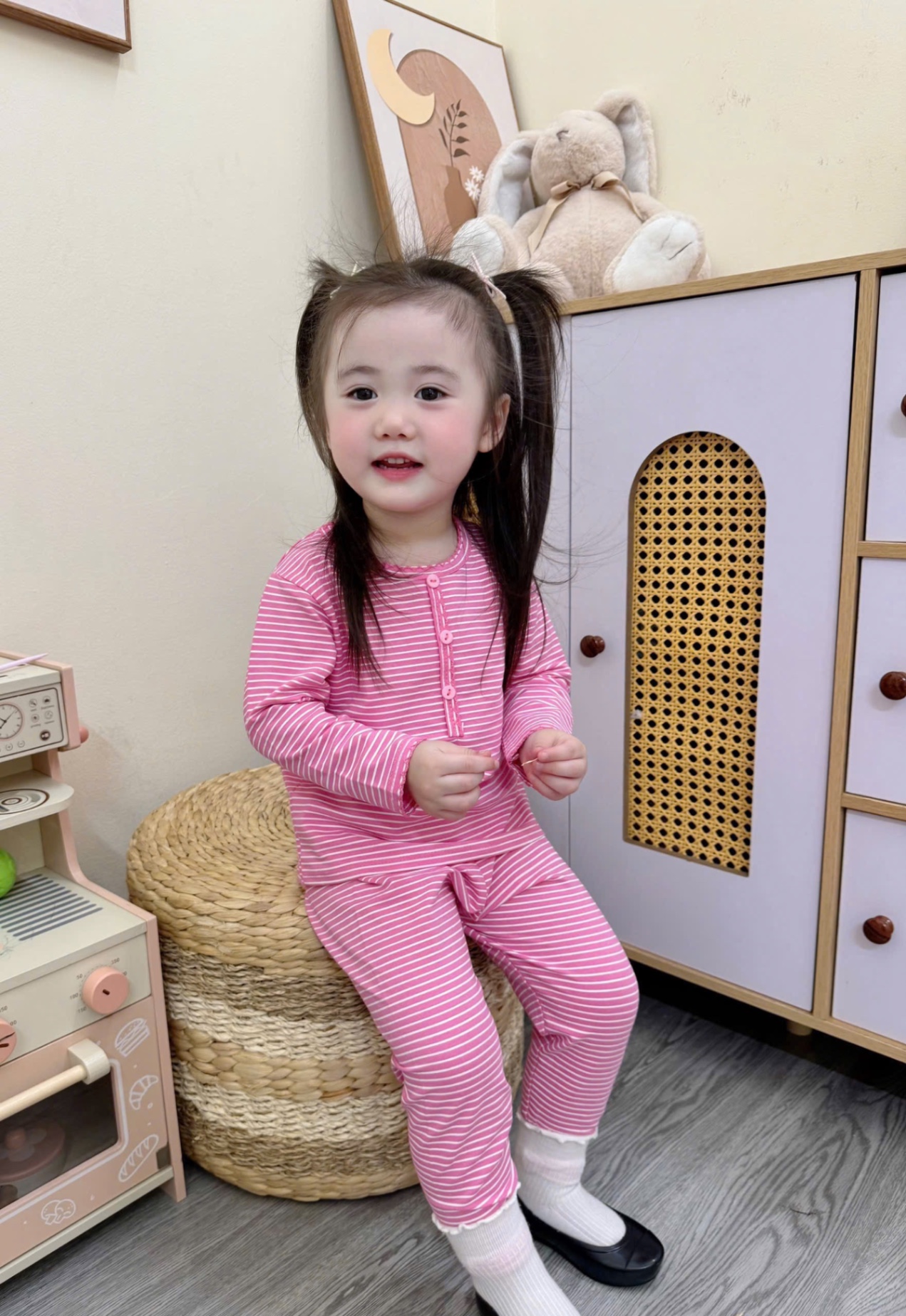 G687 - SET 2 BỘ BÉ GÁI DÀI TAY TĂM CỔ CÚC XƯỢC