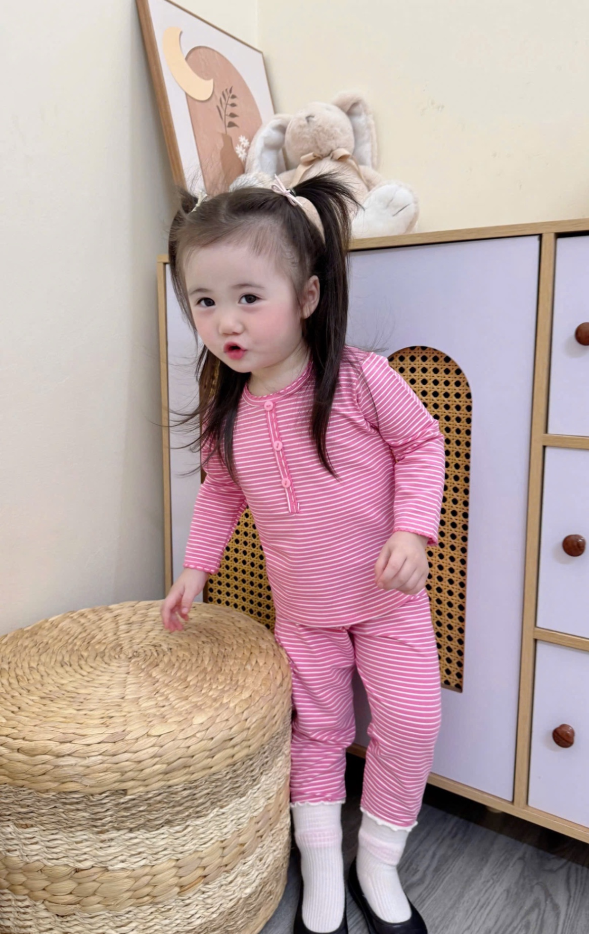 G687 - SET 2 BỘ BÉ GÁI DÀI TAY TĂM CỔ CÚC XƯỢC
