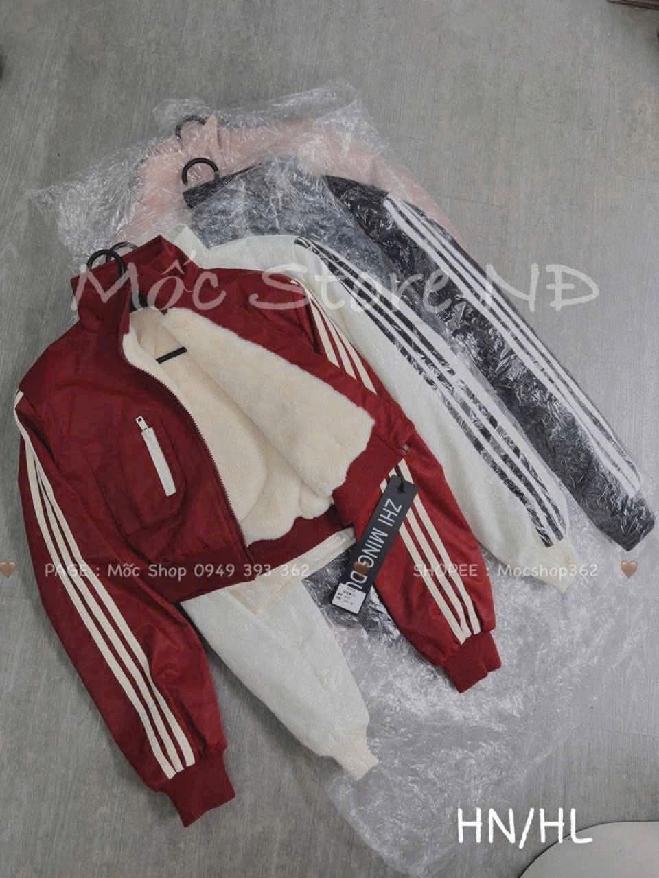 ANU269 - ÁO KHOÁC GIÓ NỮ LÓT LÔNG PHỐI 3 SỌC TAY