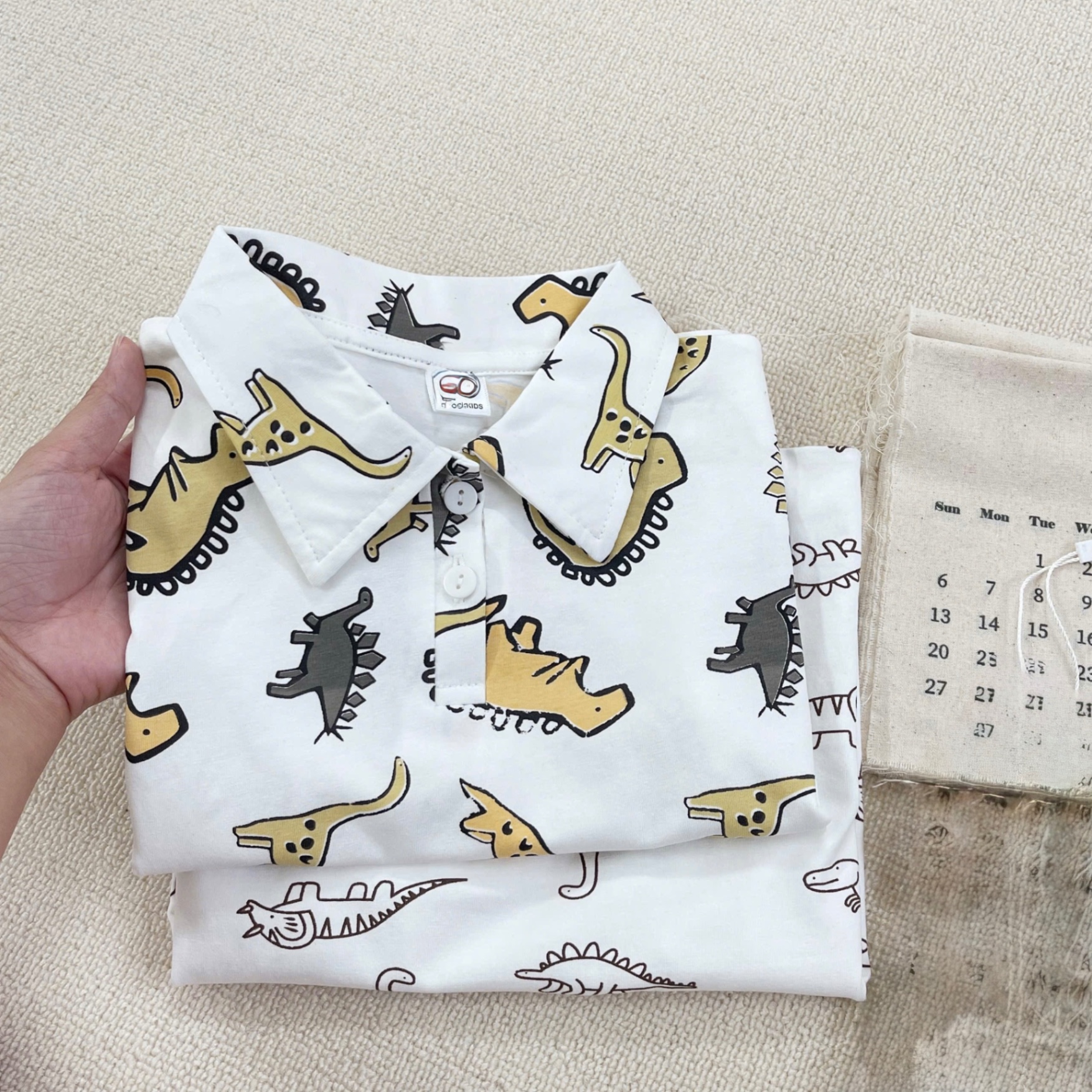 T821 - SET 2 BỘ ĐÙI BÉ TRAI POLO KHỦNG LONG QUẦN THAN BE