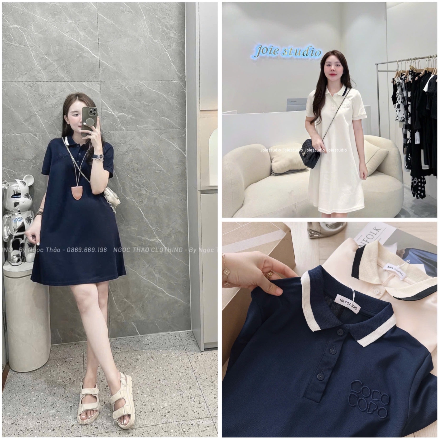 V483 - VÁY POLO NỮ SUÔNG XOÈ CỔ PHỐI