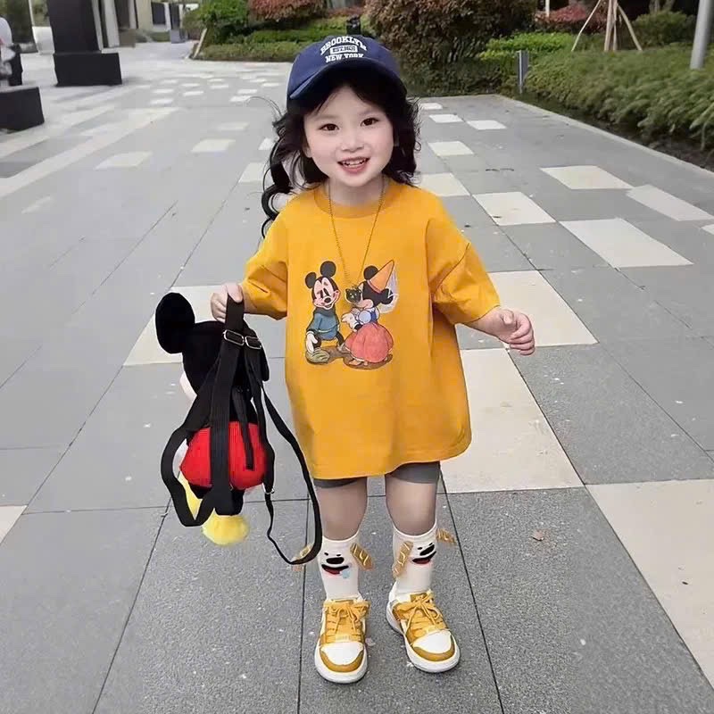 G692 - BỘ ĐÙI BÉ GÁI ÁO VÀNG MICKEY QUẦN XÁM