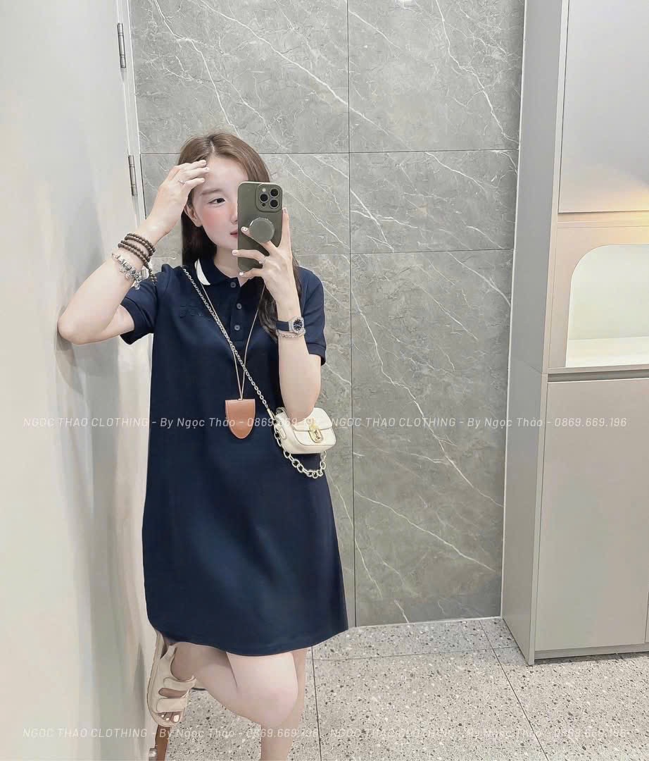 V483 - VÁY POLO NỮ SUÔNG XOÈ CỔ PHỐI