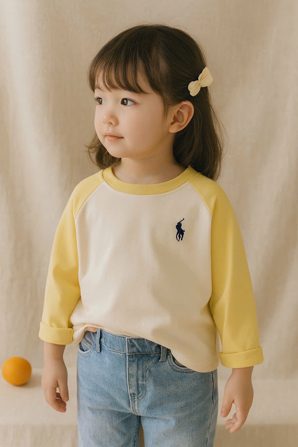 AB764 - SET 3 ÁO BÉ GÁI DÀI TAY KỊ SĨ PHỐI BE HỒNG VÀNG
