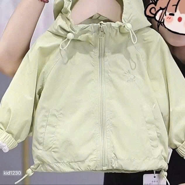 AB767 - ÁO KHOÁC GIÓ BÉ THÊU cute xanh cốm