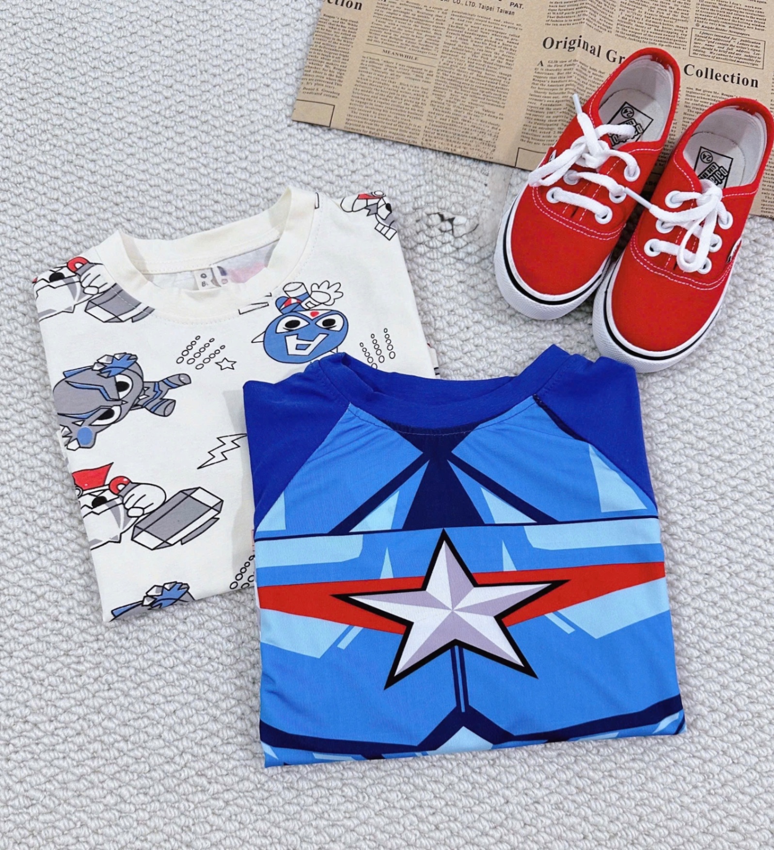 T853 - SET 2 BỘ BÉ TRAI DÀI TAY SIÊU NHÂN SAO xanh be