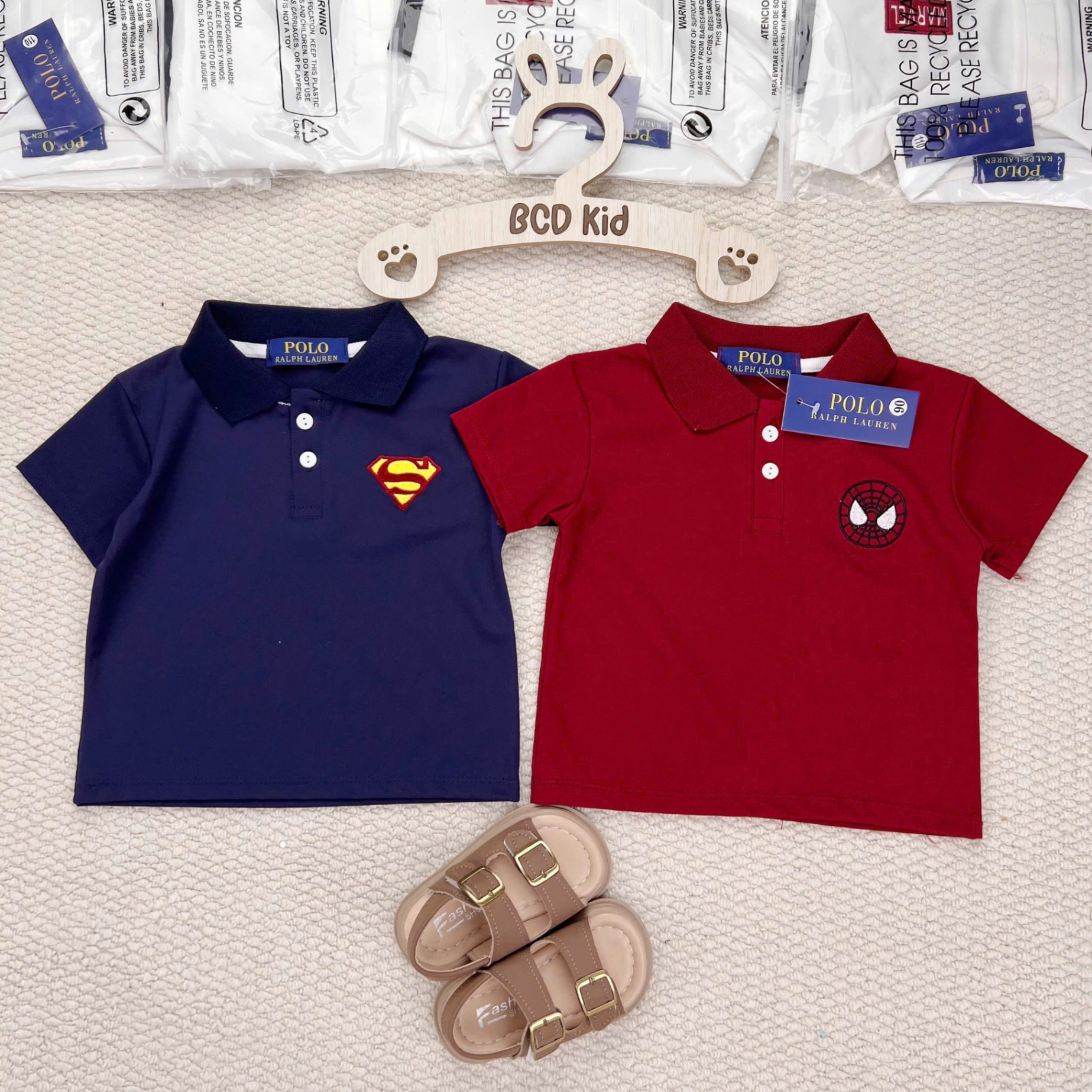 AB769 - SET 2 ÁO POLO BÉ TRAI CỘC TAY MARVEL