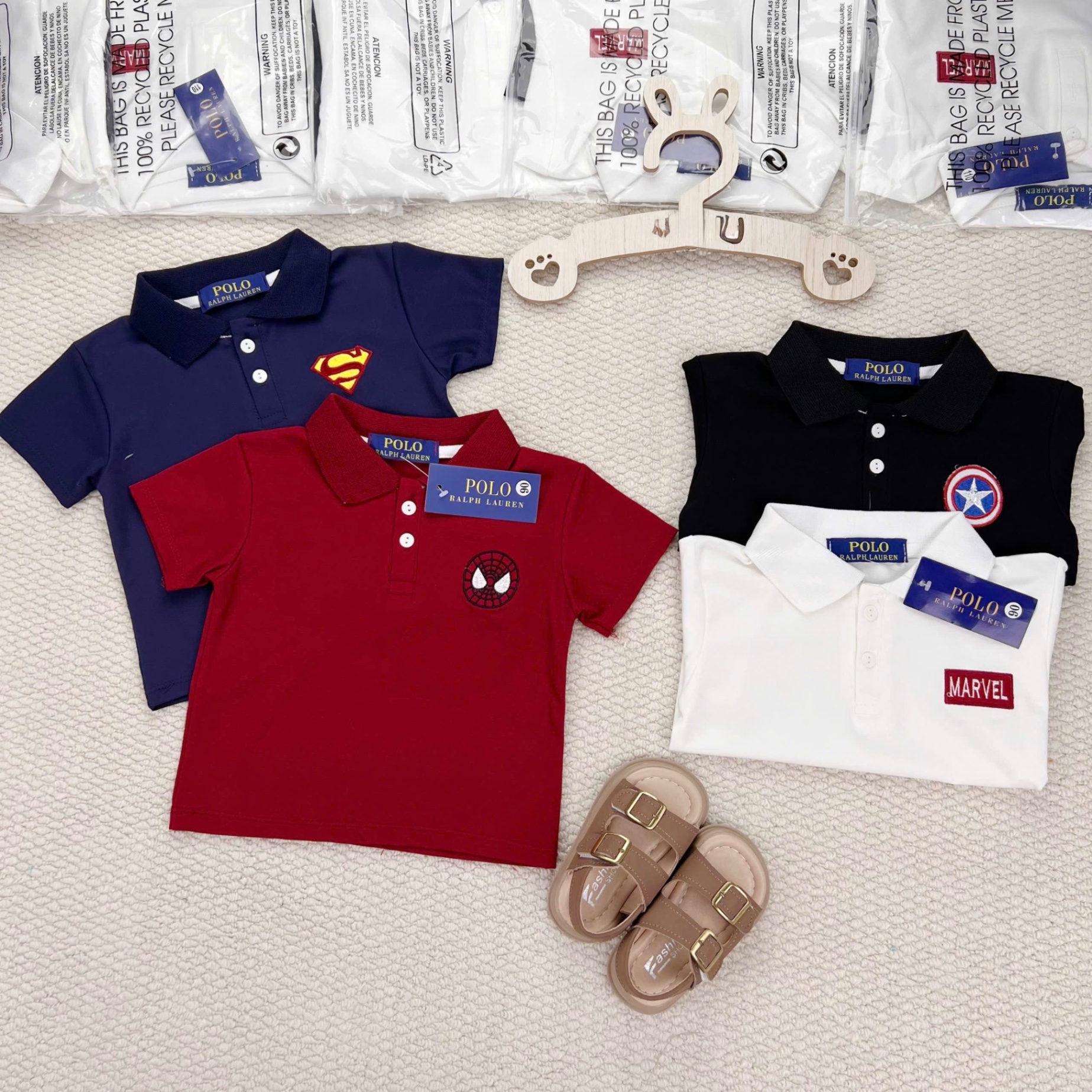 AB769 - SET 2 ÁO POLO BÉ TRAI CỘC TAY MARVEL
