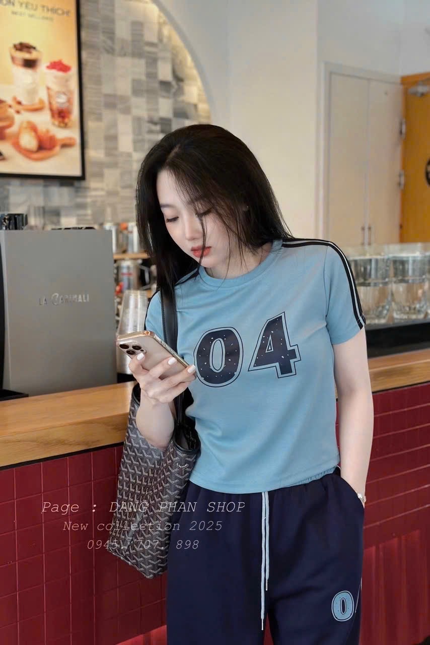 S141 - BỘ NỮ ÁO CỘC 04 PHỐI SỌC QUẦN SUÔNG