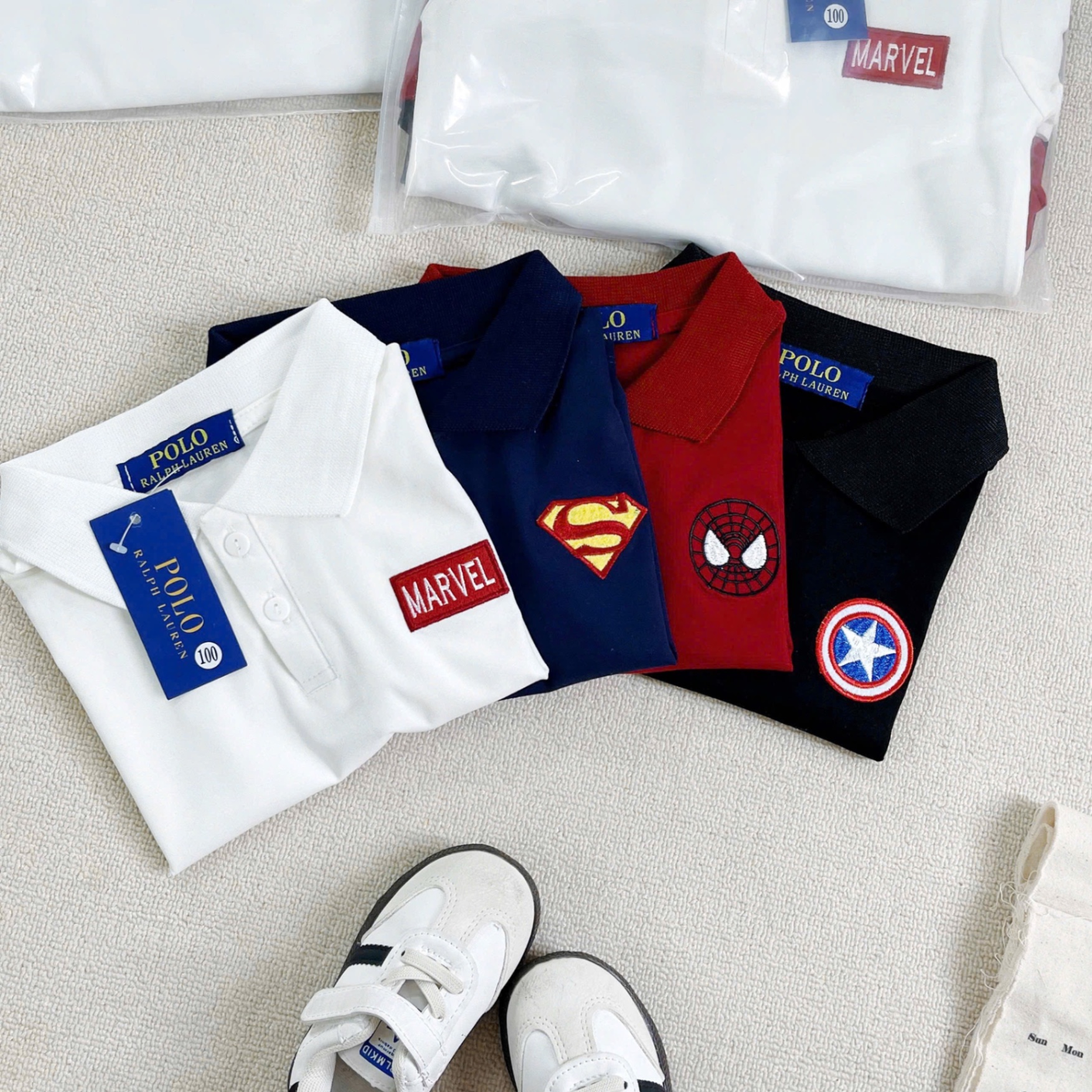AB769 - SET 2 ÁO POLO BÉ TRAI CỘC TAY MARVEL