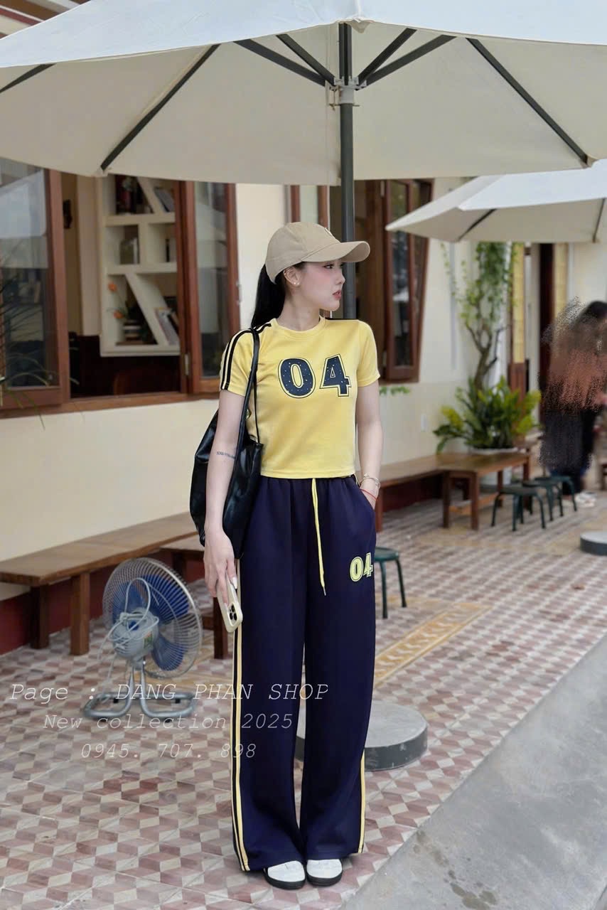 S141 - BỘ NỮ ÁO CỘC 04 PHỐI SỌC QUẦN SUÔNG