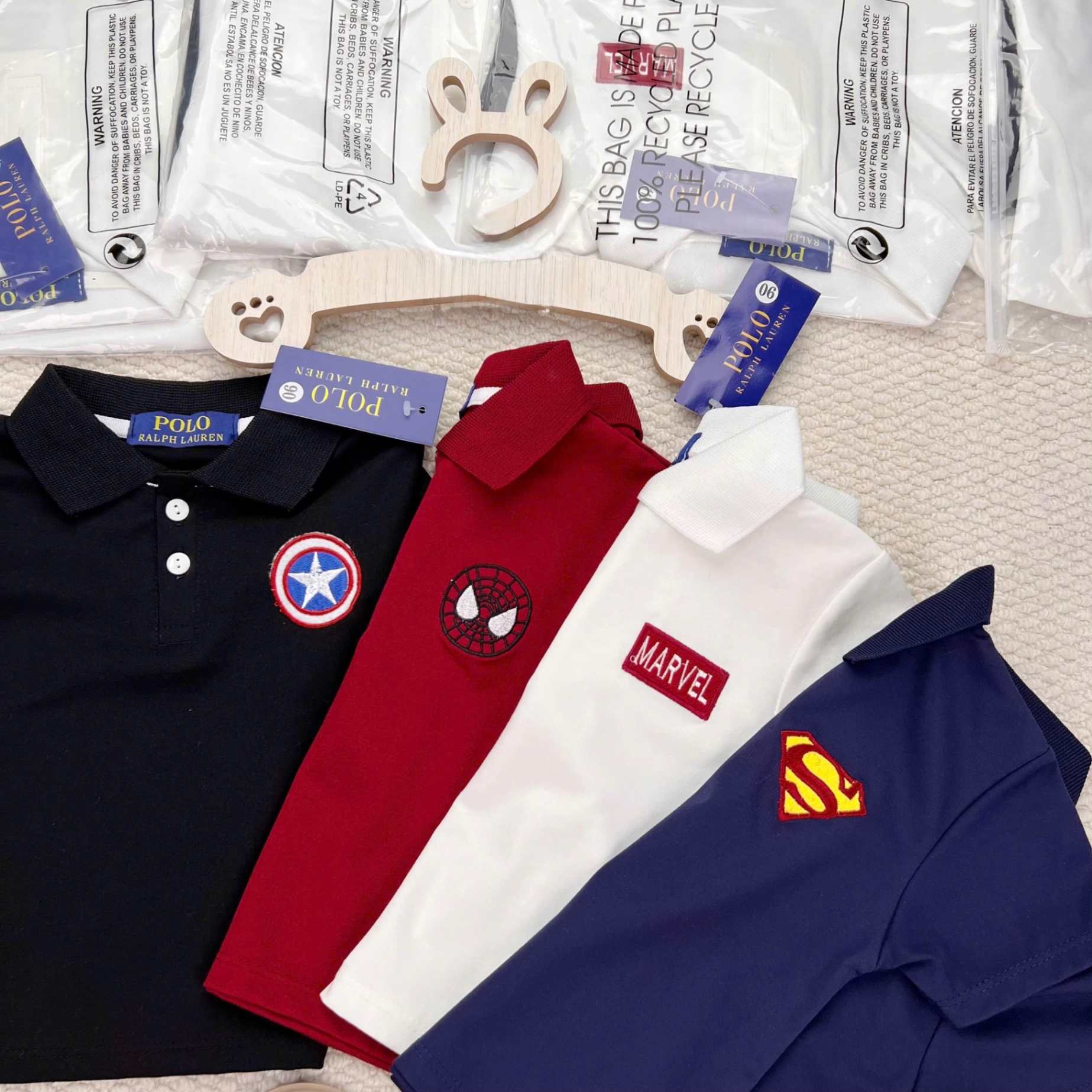 AB769 - SET 2 ÁO POLO BÉ TRAI CỘC TAY MARVEL