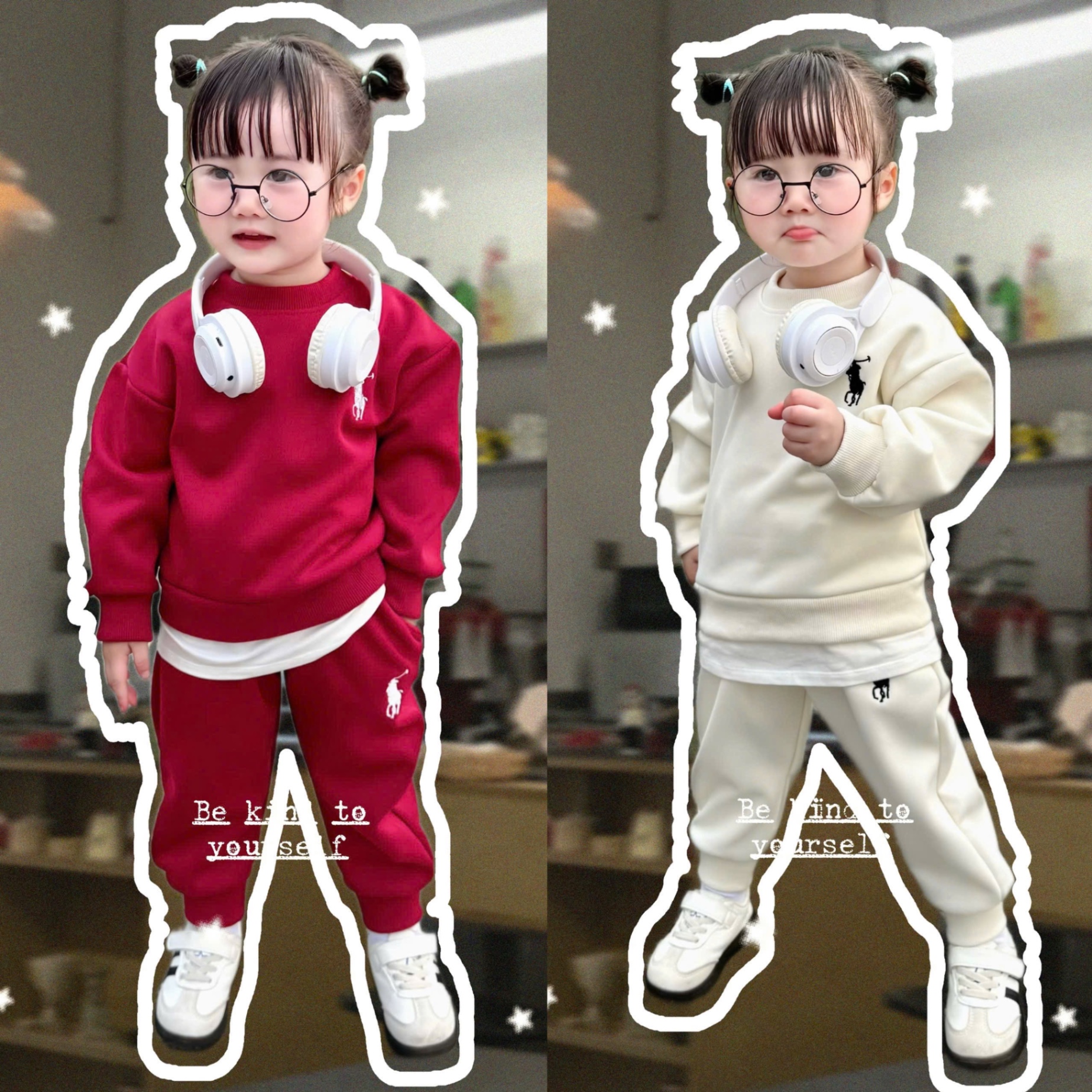 G713 - BỘ NỈ HAIDA BÉ BÈO GẤU TRẮNG THÊU KỊ SĨ