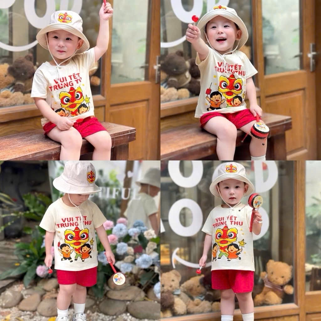 T879 - BỘ ĐÙI BÉ TRAI VUI TẾT TRUNG THU KÈM MŨ