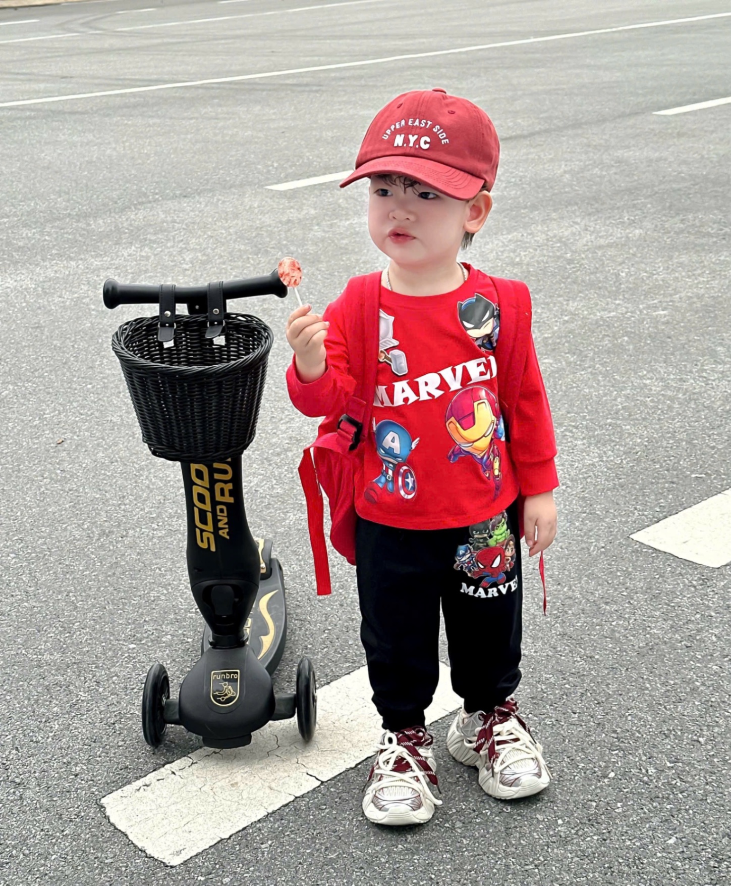 T881 - SET 2 BỘ BÉ TRAI DÀI TAY MARVEL đỏ trắng