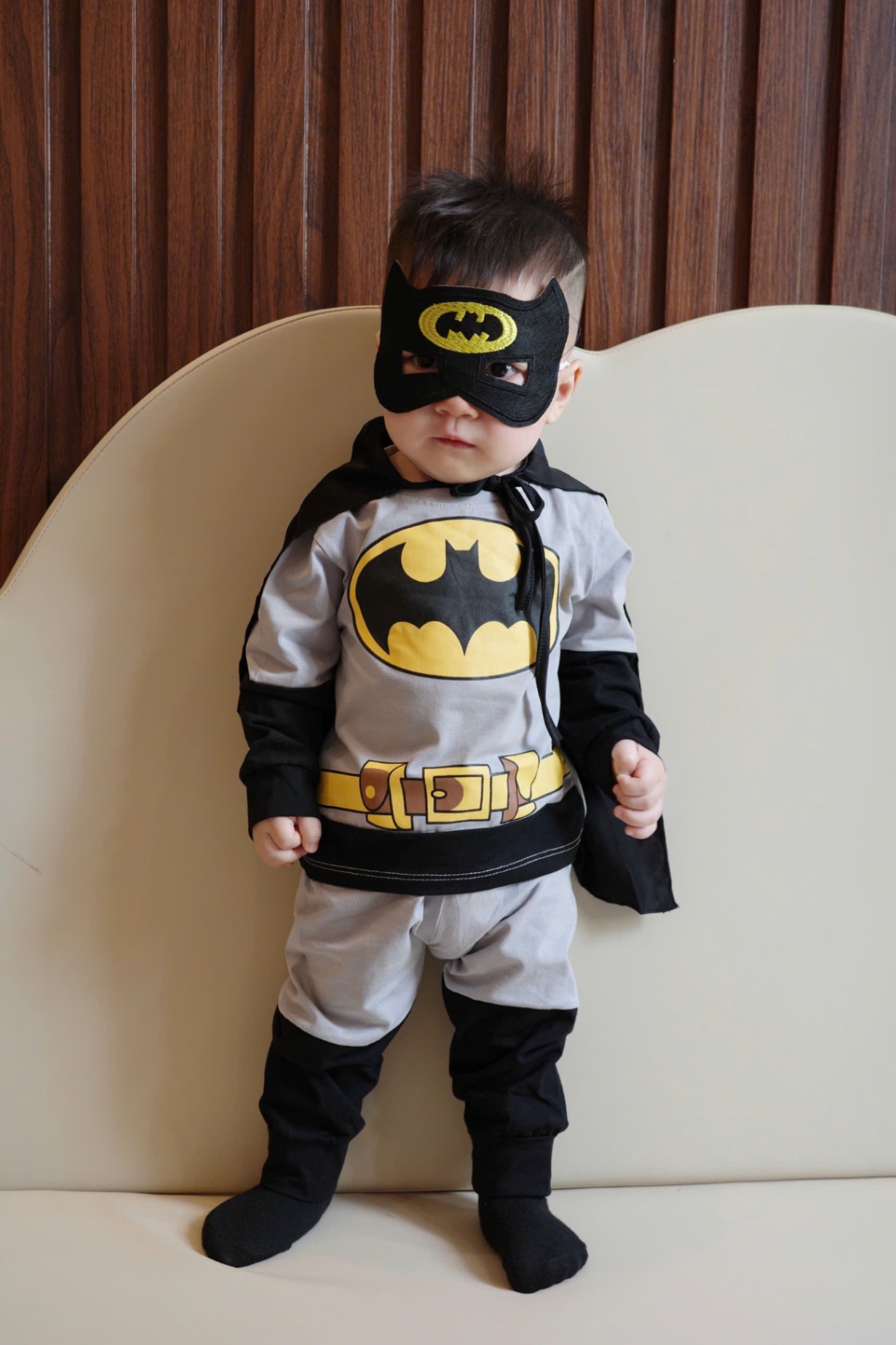T899 - SET BÉ TRAI 4CT DÀI TAY BATMAN XÁM TAY ĐEN KÈM CHOÀNG