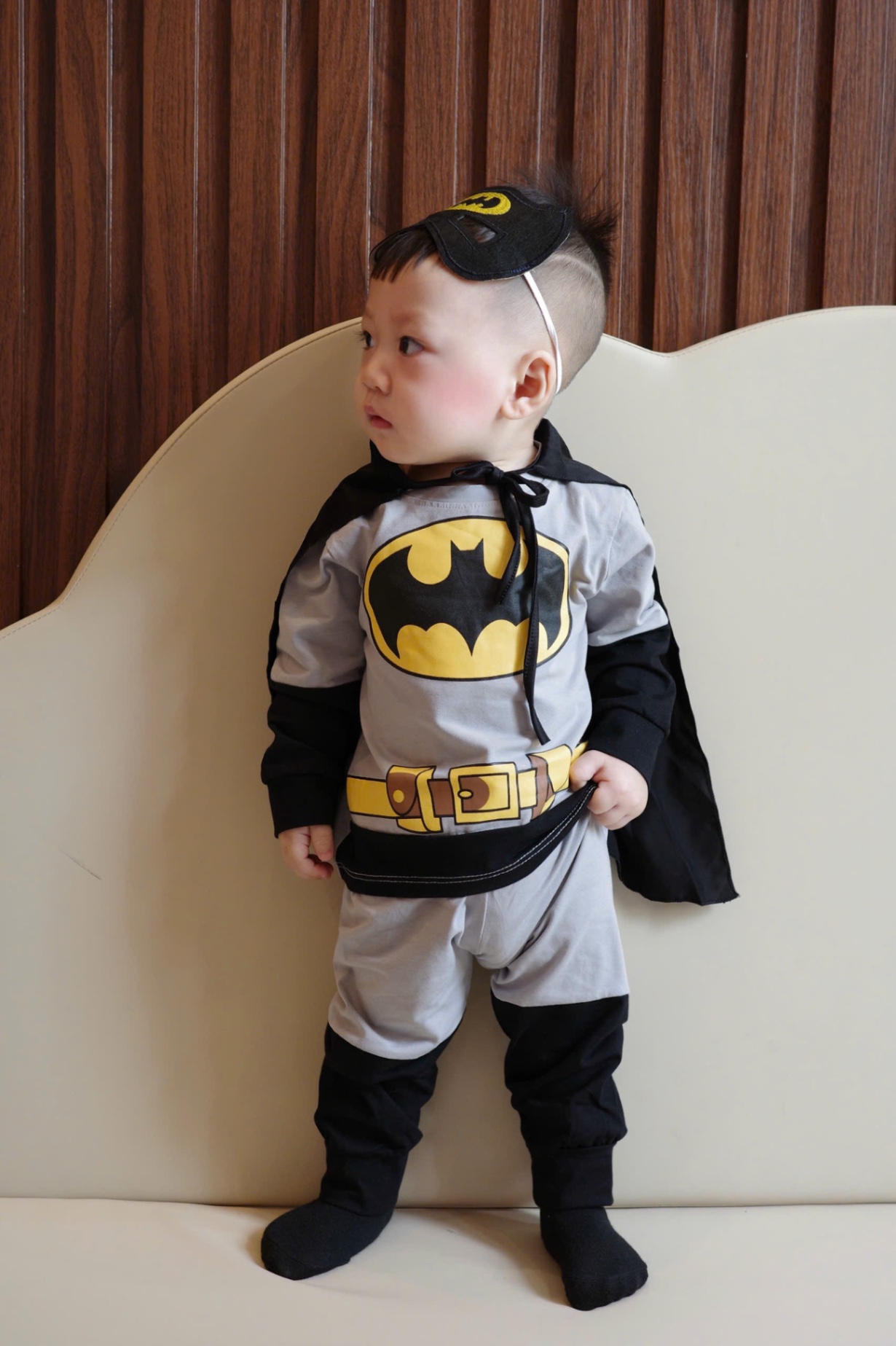 T899 - SET BÉ TRAI 4CT DÀI TAY BATMAN XÁM TAY ĐEN KÈM CHOÀNG