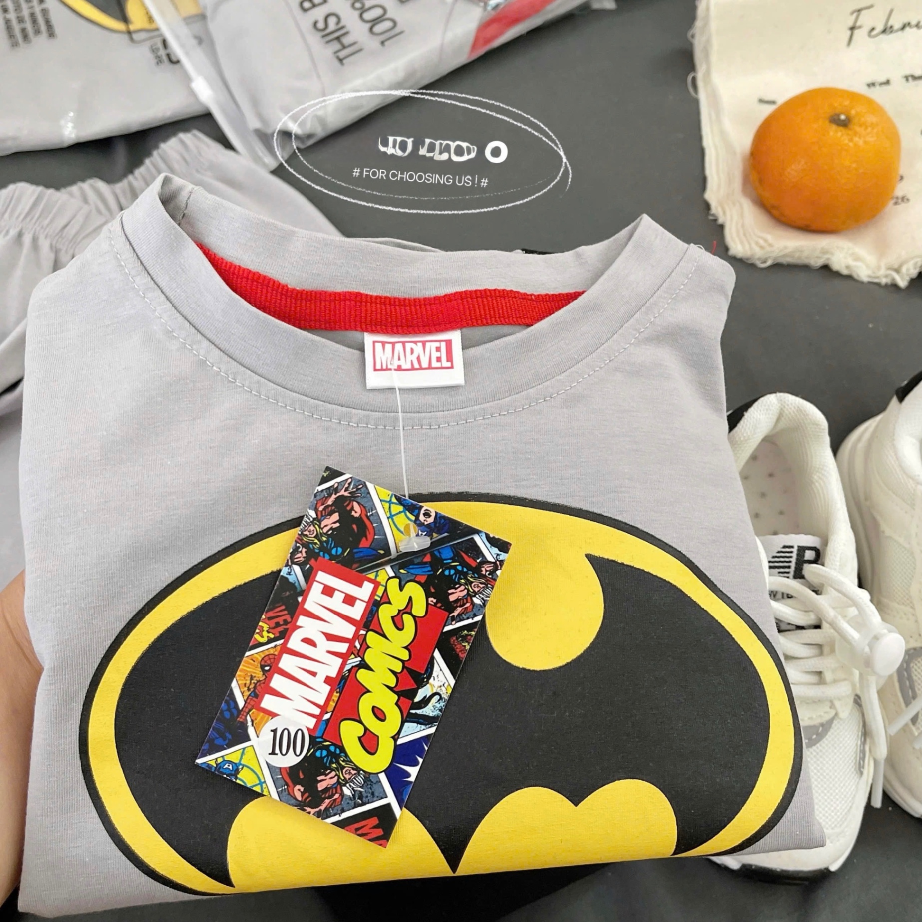 T899 - SET BÉ TRAI 4CT DÀI TAY BATMAN XÁM TAY ĐEN KÈM CHOÀNG