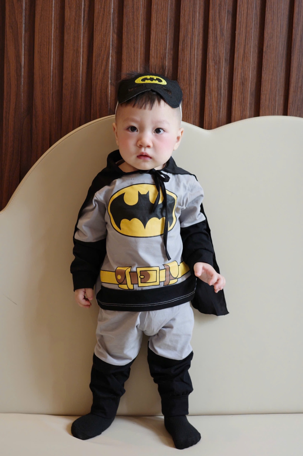 T899 - SET BÉ TRAI 4CT DÀI TAY BATMAN XÁM TAY ĐEN KÈM CHOÀNG