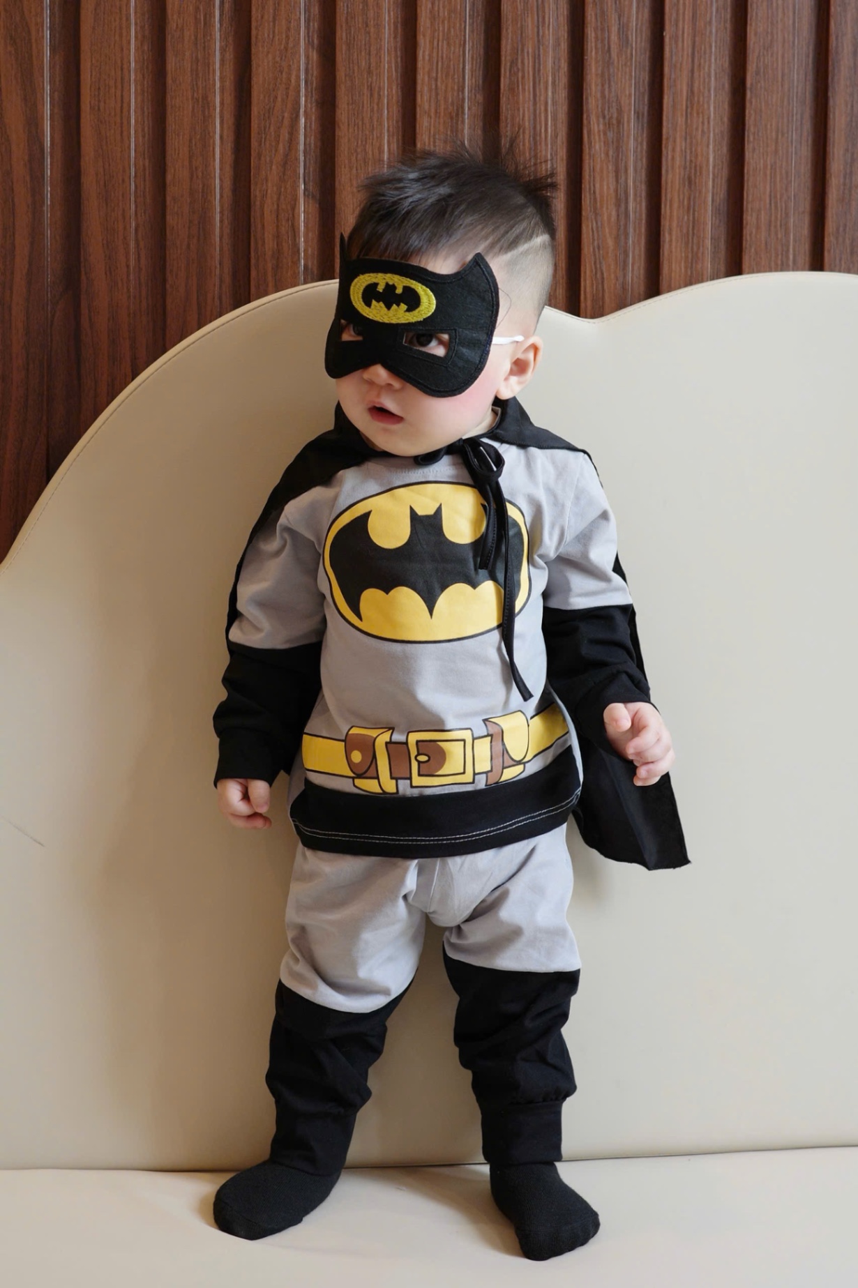 T899 - SET BÉ TRAI 4CT DÀI TAY BATMAN XÁM TAY ĐEN KÈM CHOÀNG