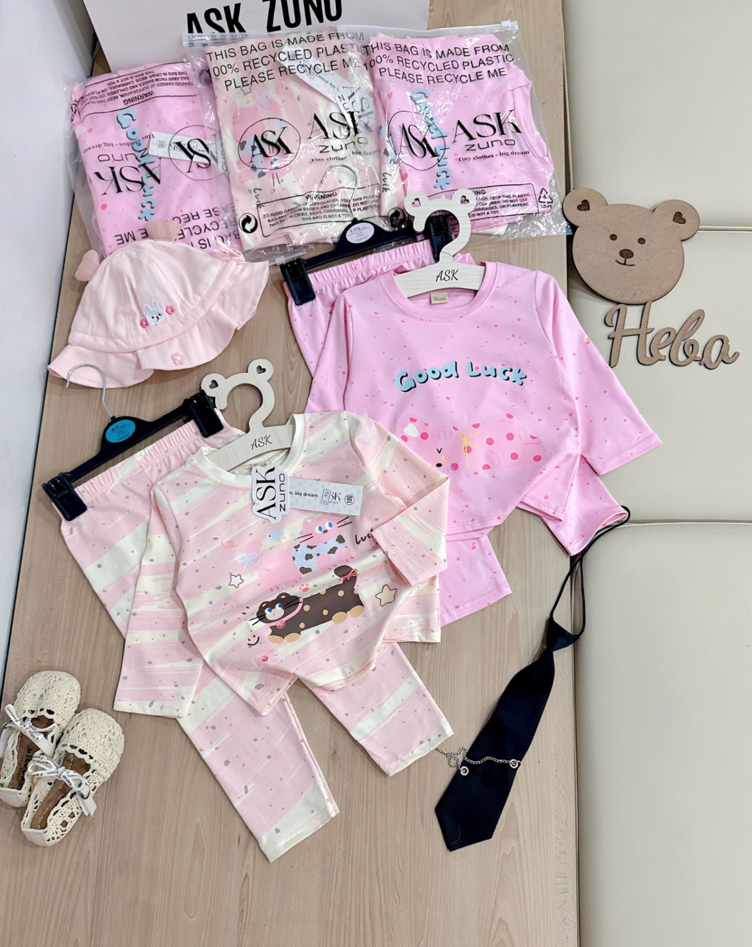 G739 - SET 2 BỘ BÉ GÁI DÀI TAY CHẤM BI HỒNG GOOD LUCK