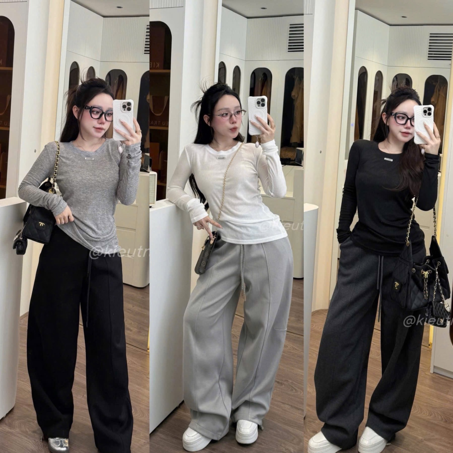 QNU623 - QUẦN MÌ NỈ BAGGY SUÔNG RÚT GẤU M406