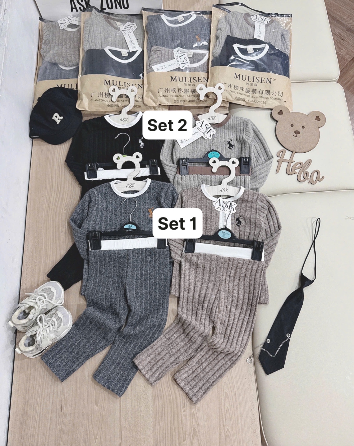 T911 - SET 2 BỘ BÉ TRAI ĐŨA LÔNG DÀI TAY KỊ SĨ CỔ VIỀN