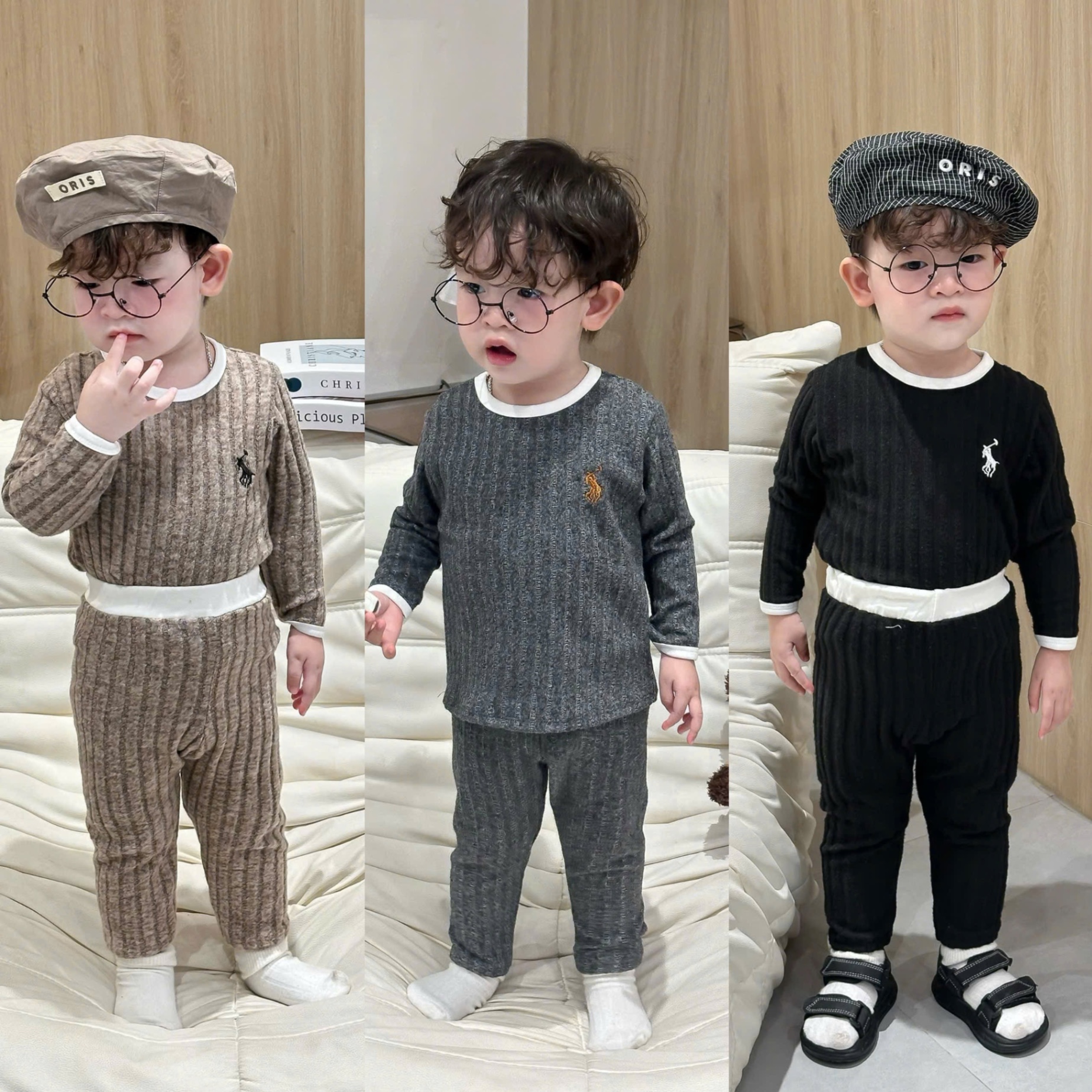 T911 - SET 2 BỘ BÉ TRAI ĐŨA LÔNG DÀI TAY KỊ SĨ CỔ VIỀN