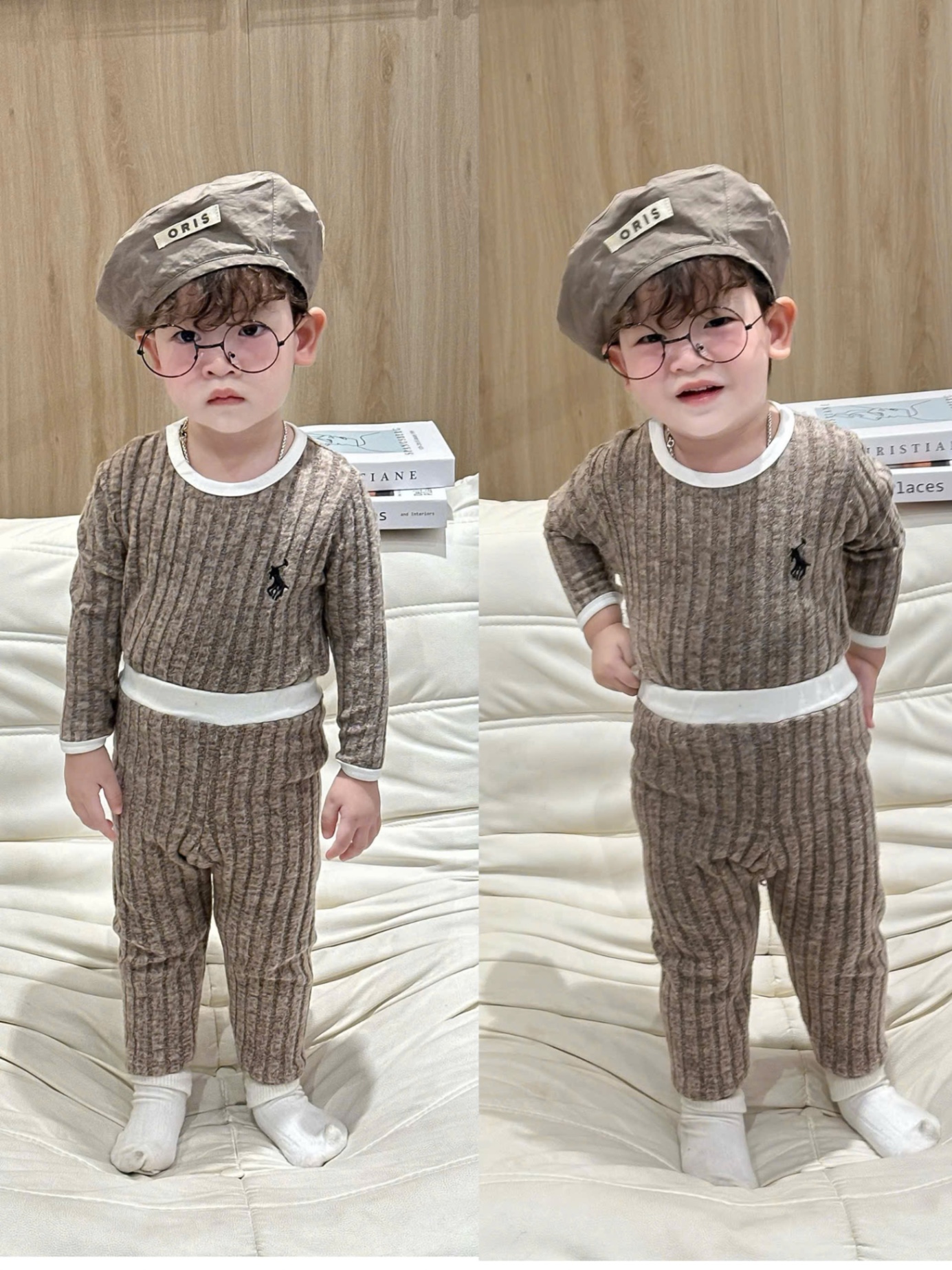 T911 - SET 2 BỘ BÉ TRAI ĐŨA LÔNG DÀI TAY KỊ SĨ CỔ VIỀN