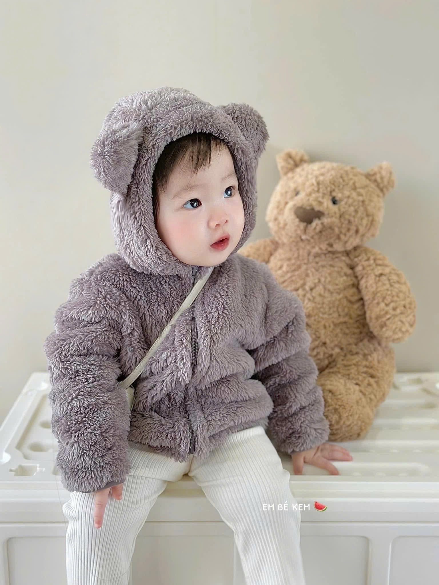 AB789 - ÁO KHOÁC LÔNG CỪU BÉ MŨ LIỀN