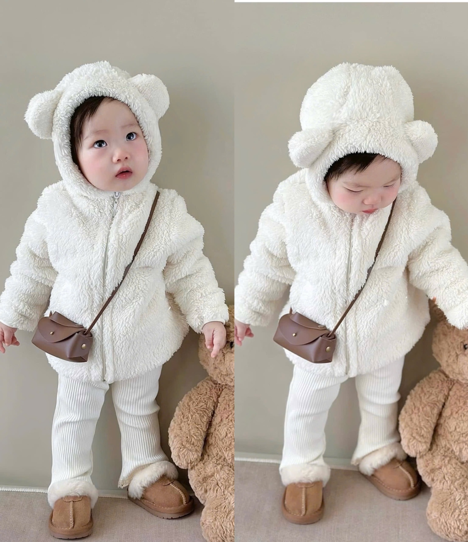 AB789 - ÁO KHOÁC LÔNG CỪU BÉ MŨ LIỀN