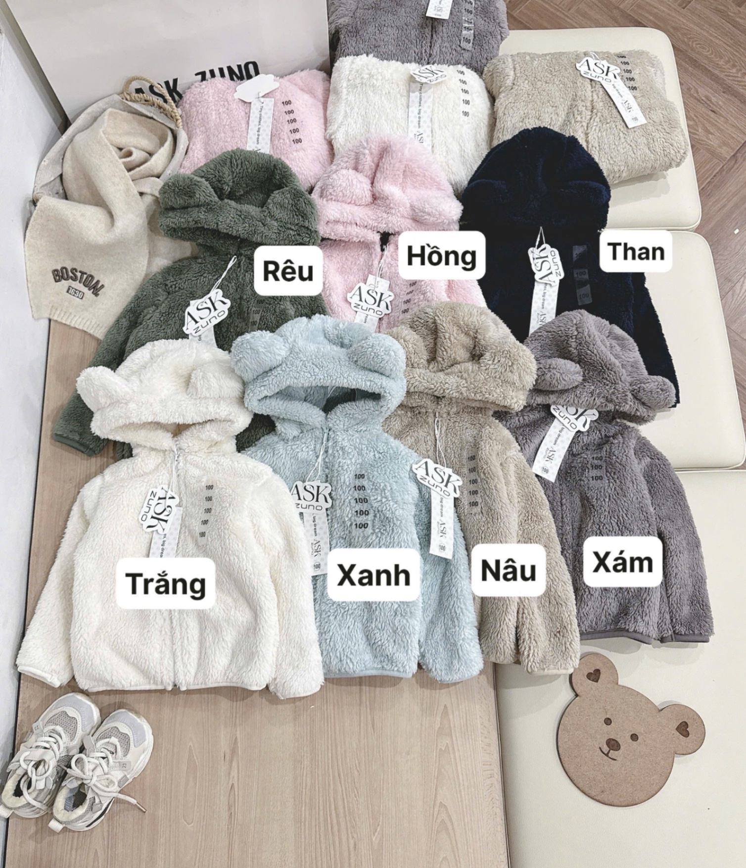 AB789 - ÁO KHOÁC LÔNG CỪU BÉ MŨ LIỀN