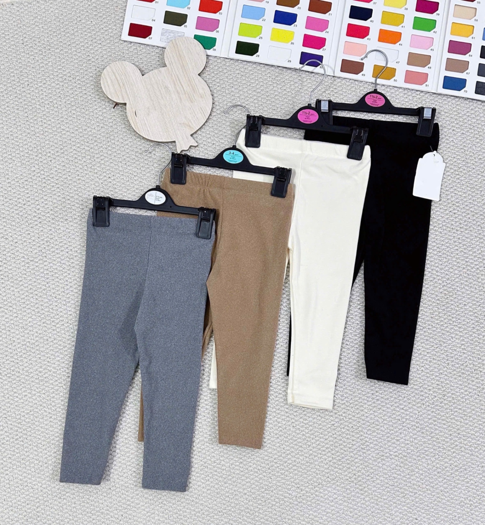 QB333 - SET 4 QUẦN BÉ GÁI ZIP LÔNG đen nâu xám be