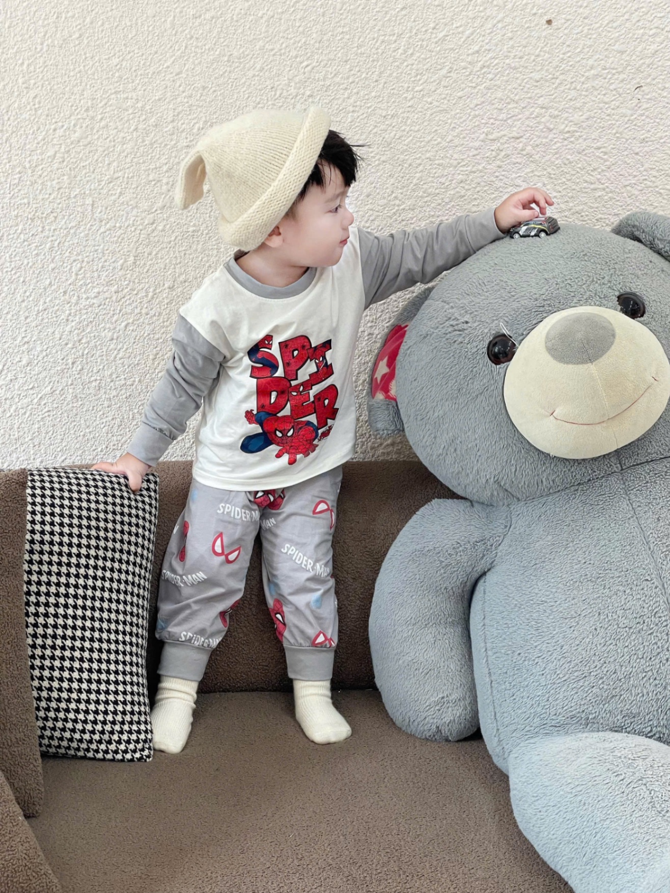 T929 - SET 2 BỘ BÉ TRAI DÀI TAY BATMAN xanh trắng