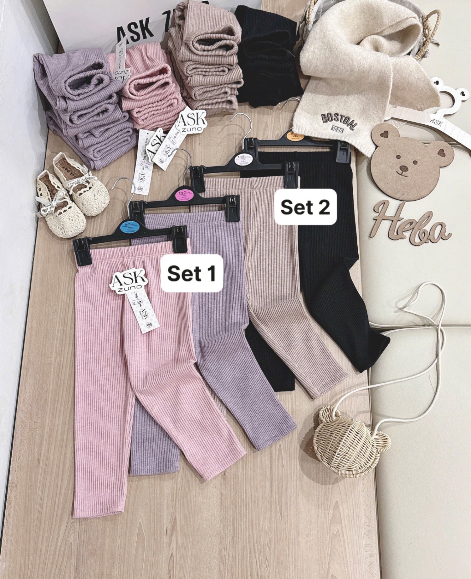 QB334 - SET 2 QUẦN BÉ GÁI LEGGING LEN TĂM LOẠI ĐẸP