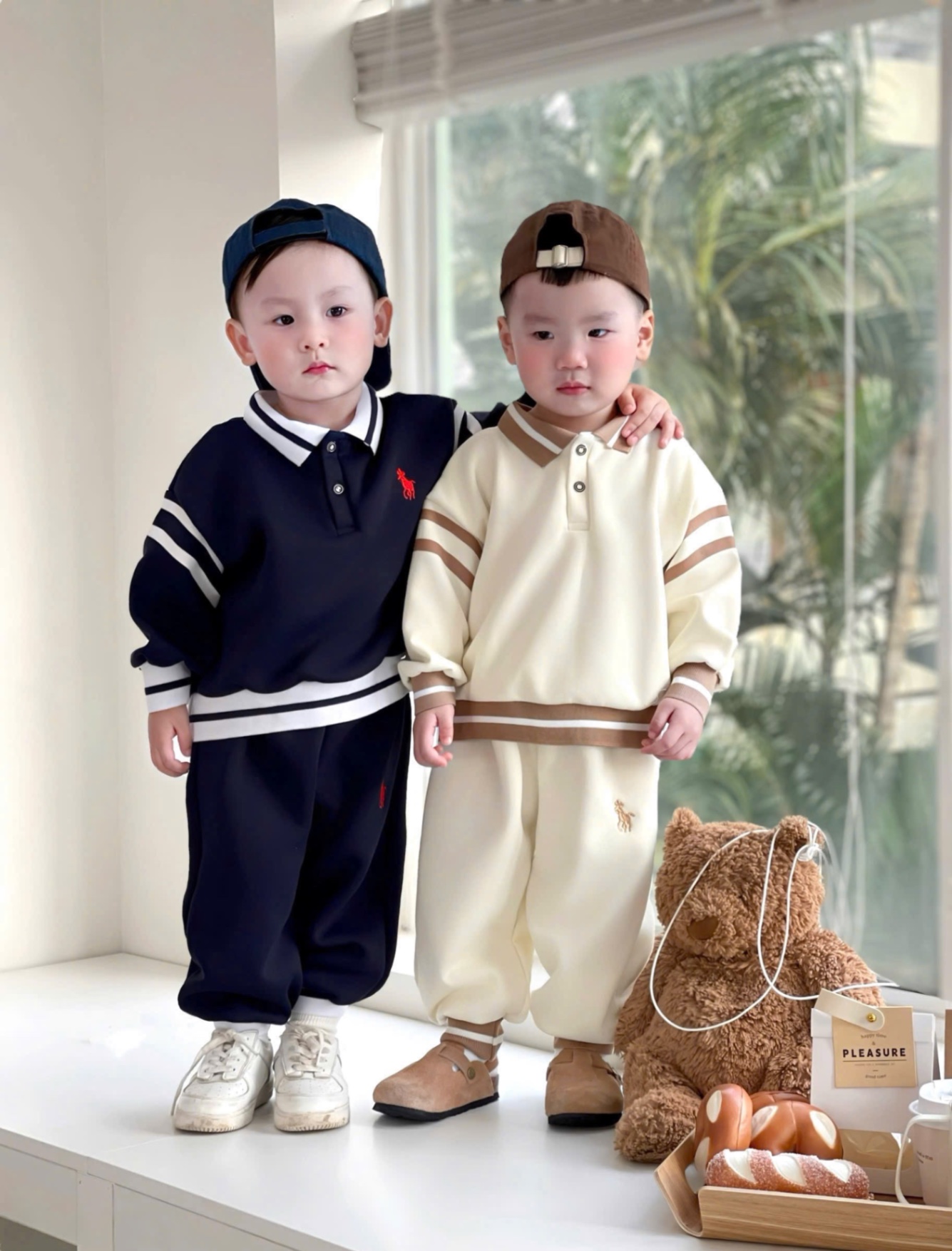 T933 - BỘ NỈ BÉ TRAI HAIDA CỔ POLO VIỀN THÊU KỊ SĨ