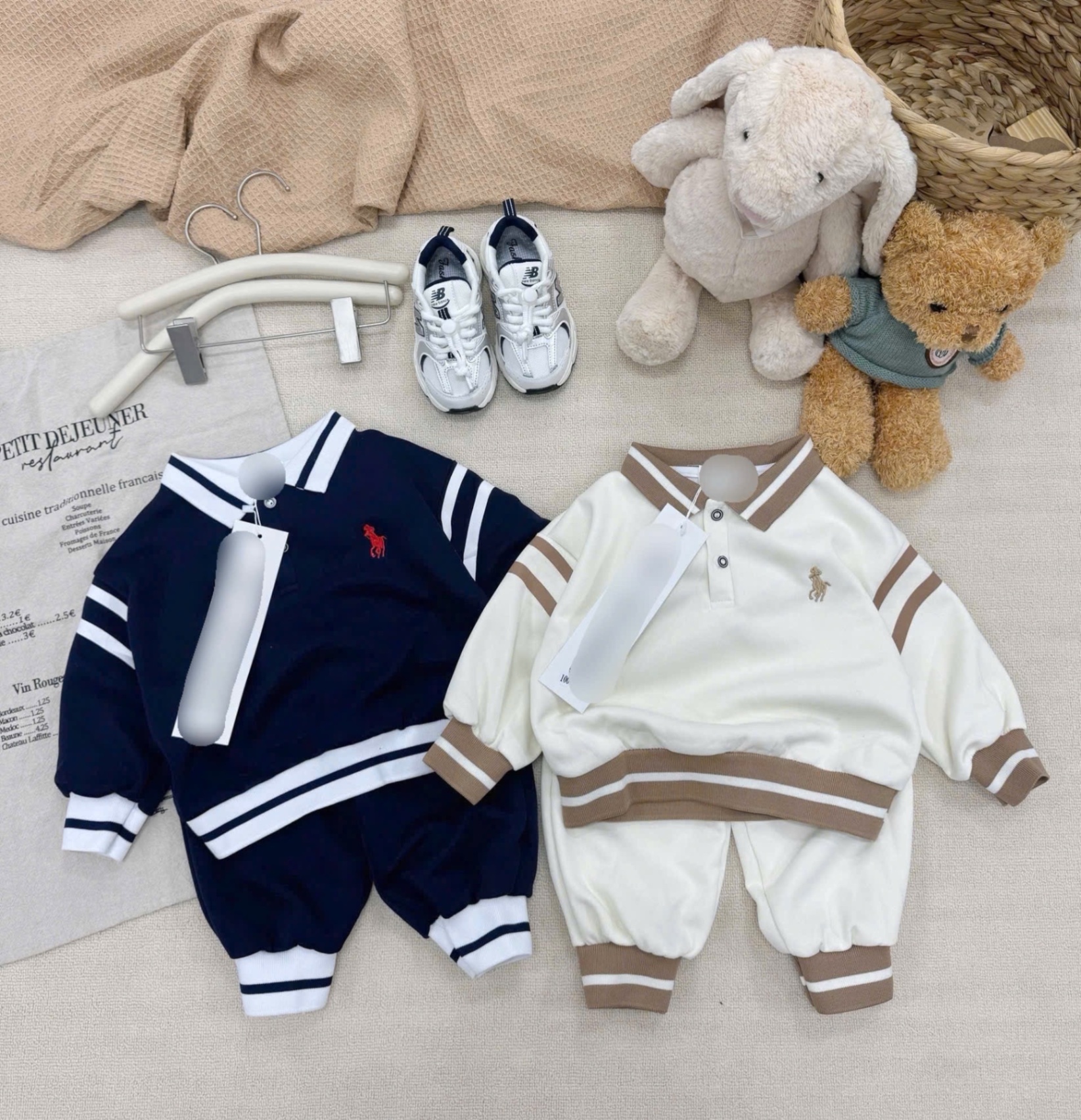 T933 - BỘ NỈ BÉ TRAI HAIDA CỔ POLO VIỀN THÊU KỊ SĨ