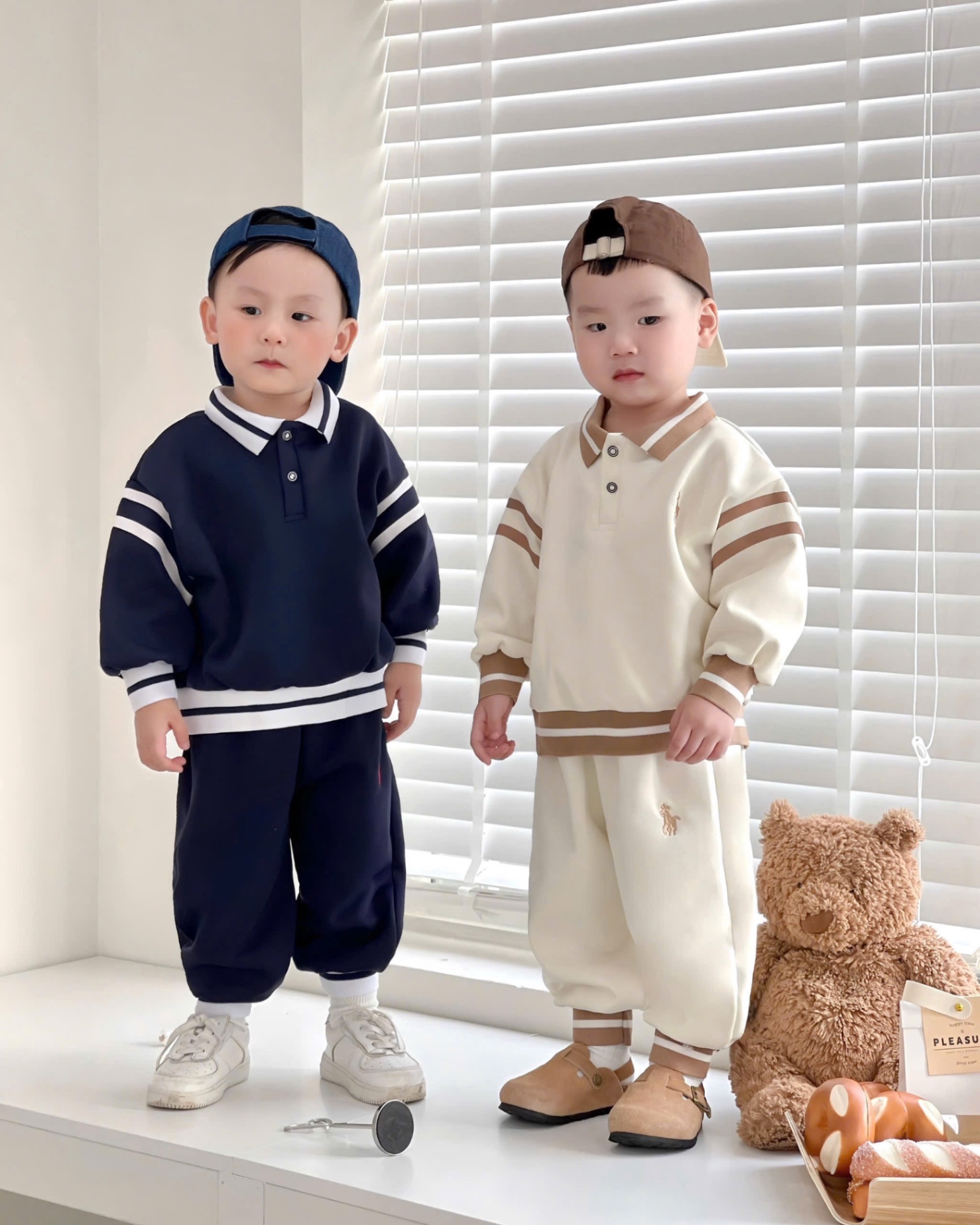 T933 - BỘ NỈ BÉ TRAI HAIDA CỔ POLO VIỀN THÊU KỊ SĨ