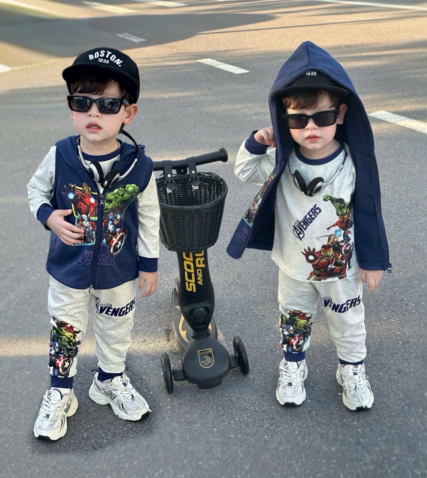 T937 - SET BÉ TRAI 3CT DÀI TAY GHI AVENGER ÁO GILE THAN