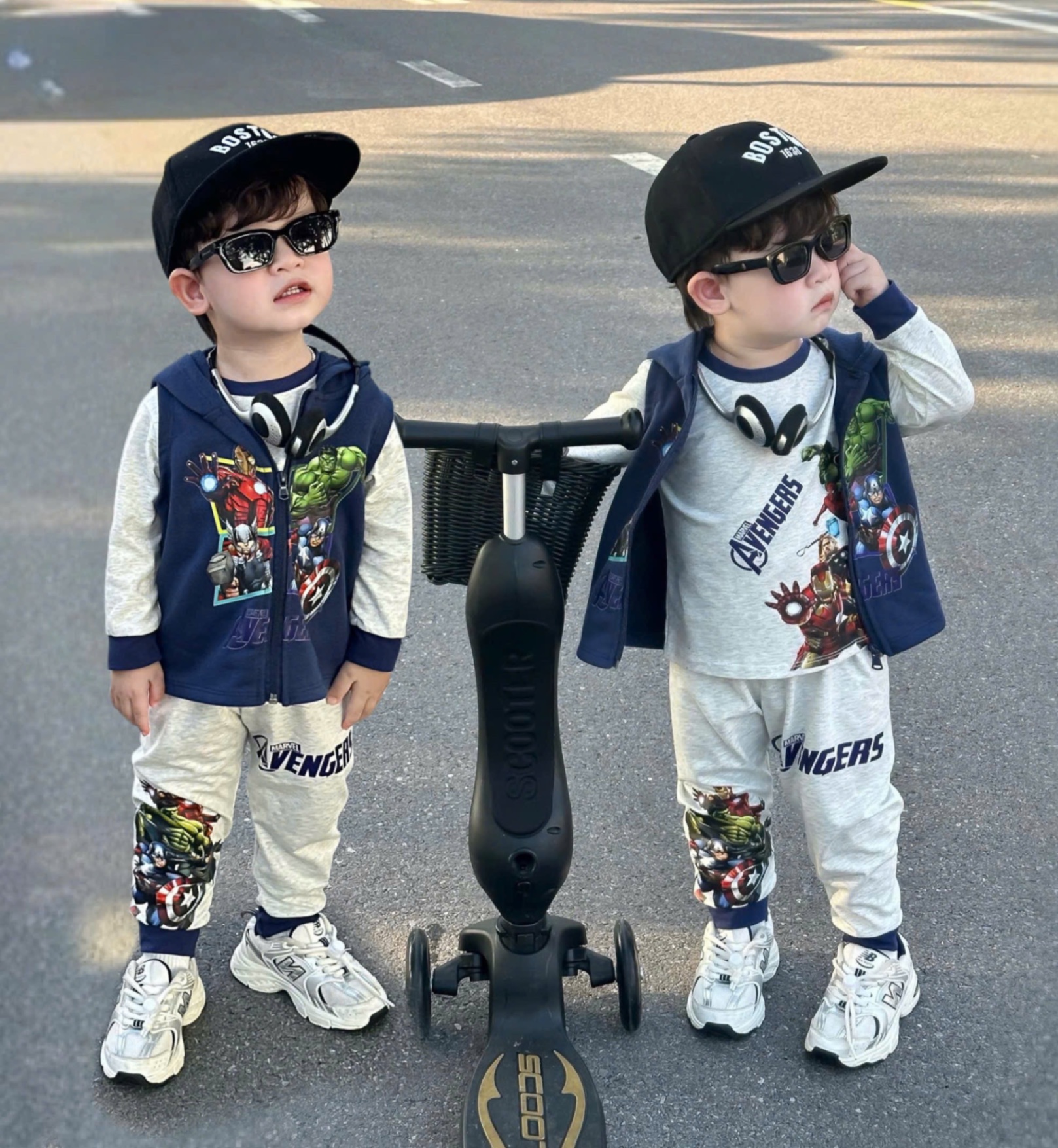 T937 - SET BÉ TRAI 3CT DÀI TAY GHI AVENGER ÁO GILE THAN