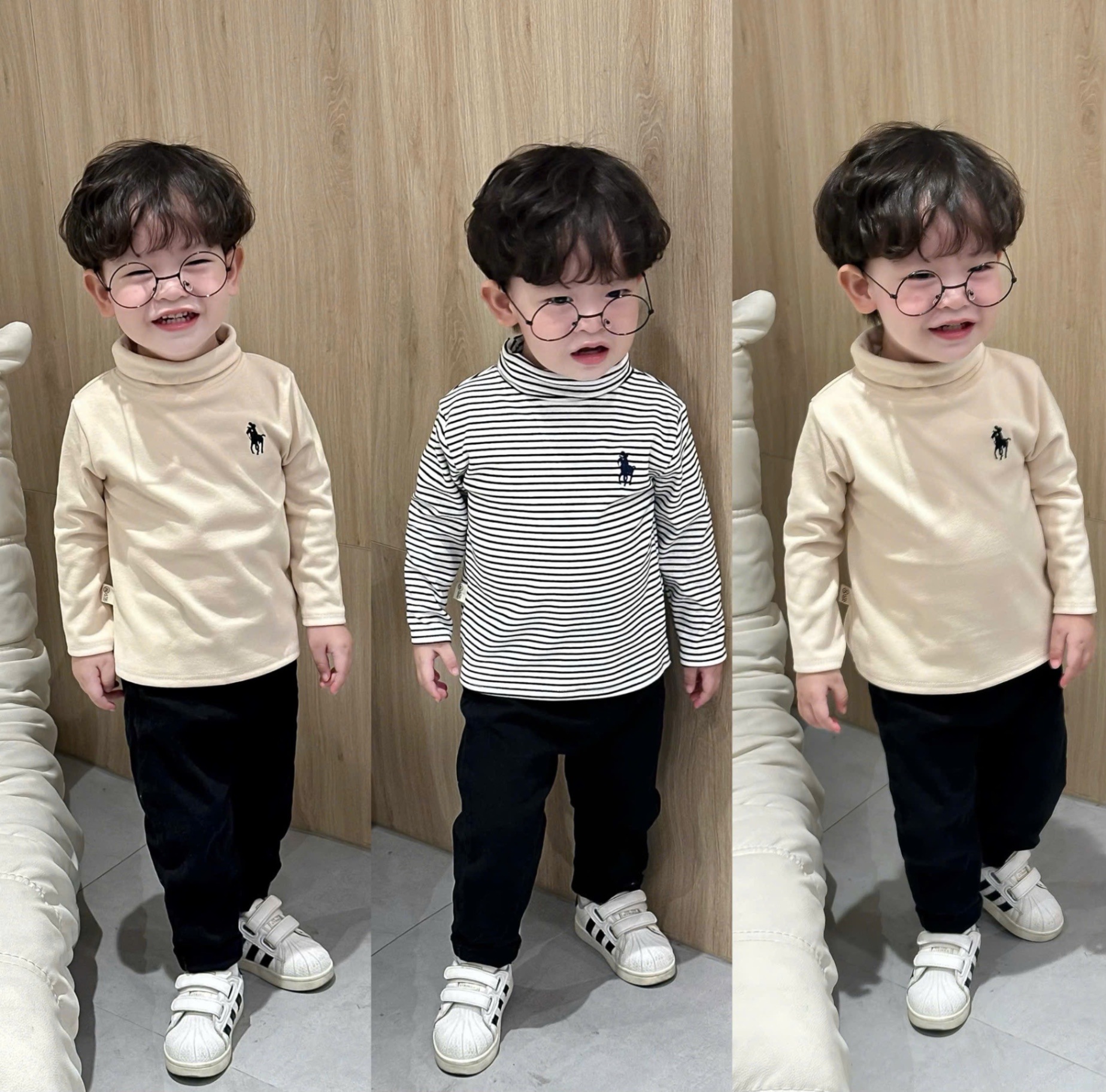AB793 - SET 4 ÁO BÉ TRAI ZIP LÔNG CỔ LỌ THÊU KỊ SĨ