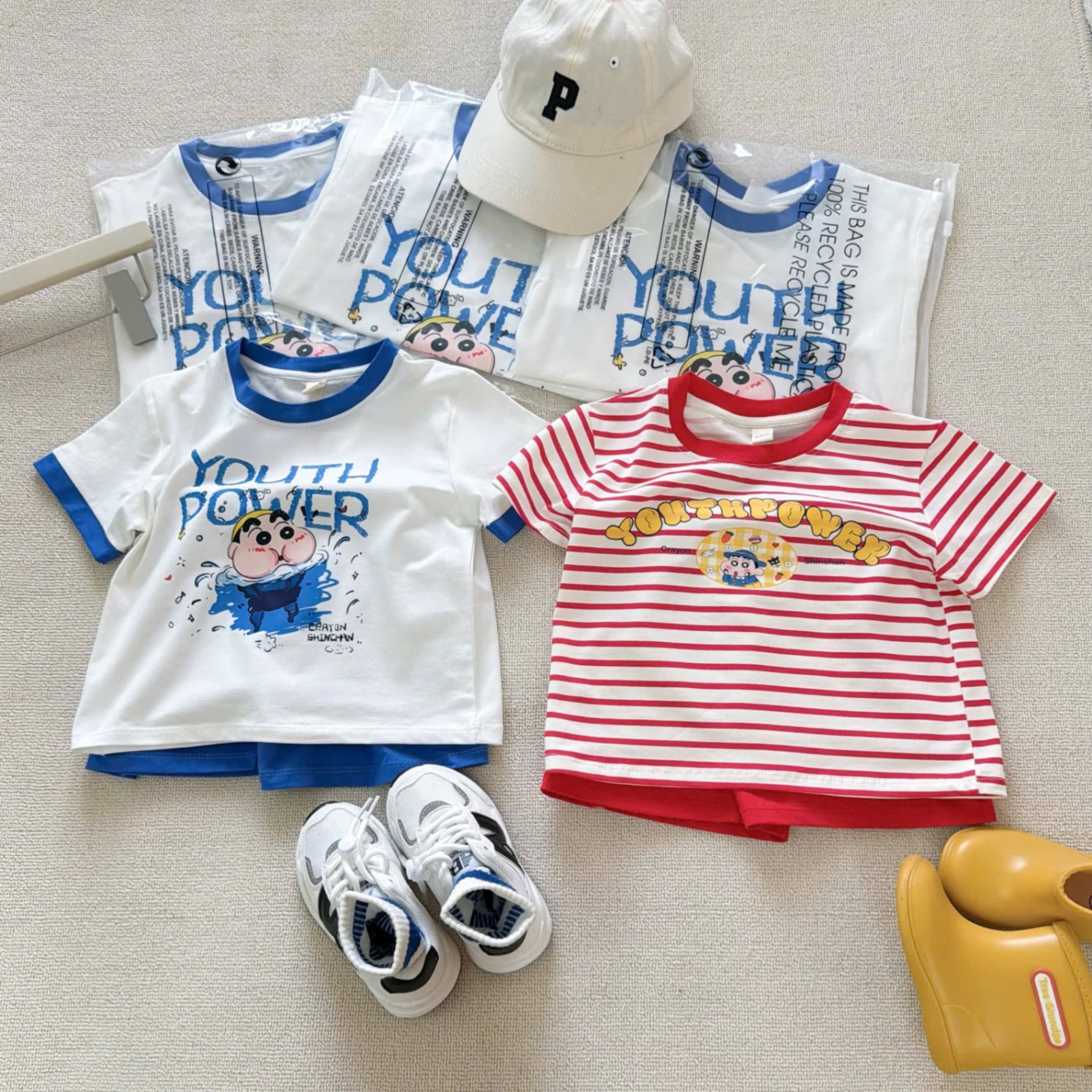 T956 - SET 2 BỘ ĐÙI BÉ TRAI YOUTH POWER VIỀN xanh đỏ