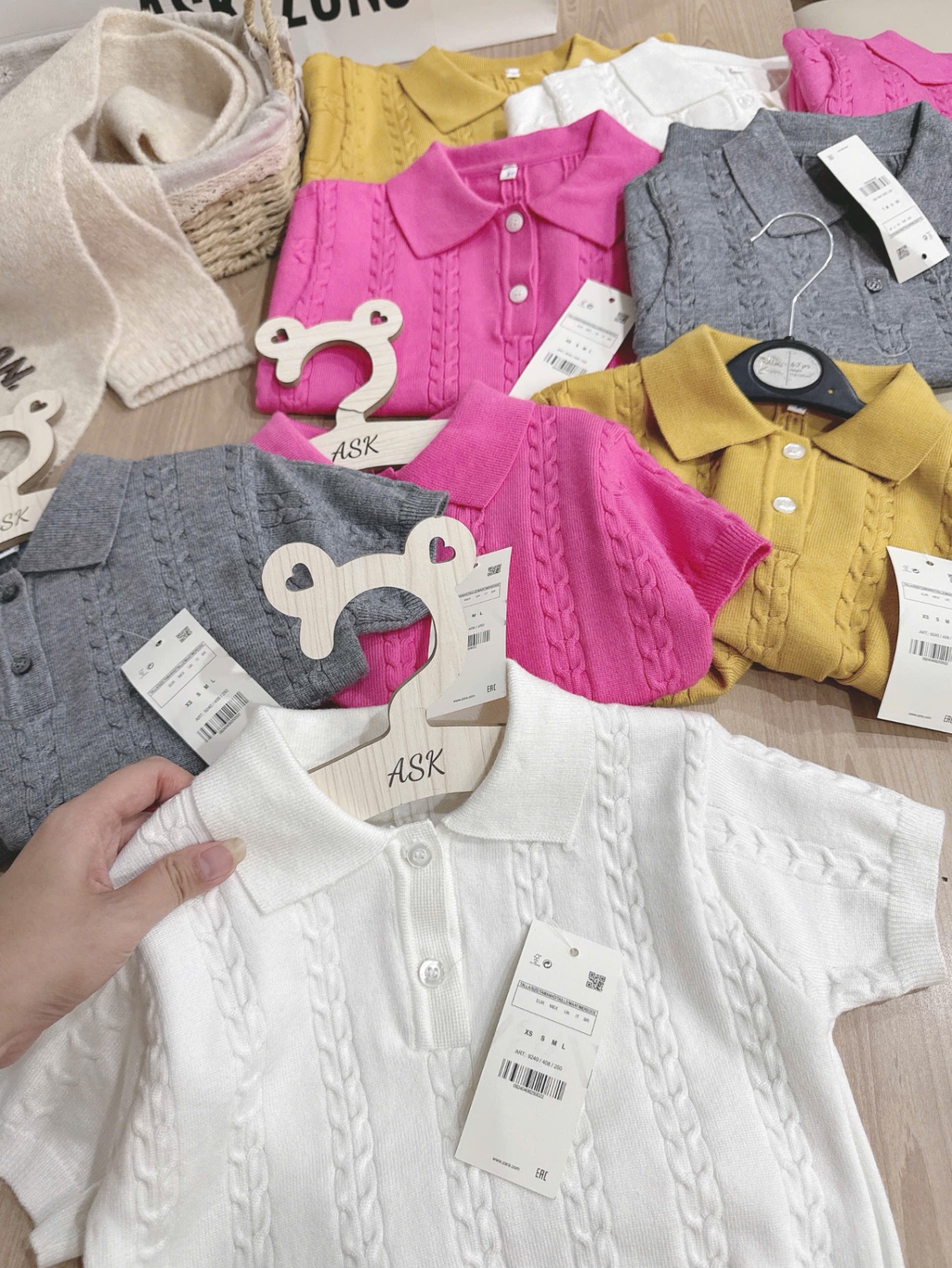 AB797 - ÁO BÉ GÁI POLO LEN VẶN THỪNG CỘC TAY